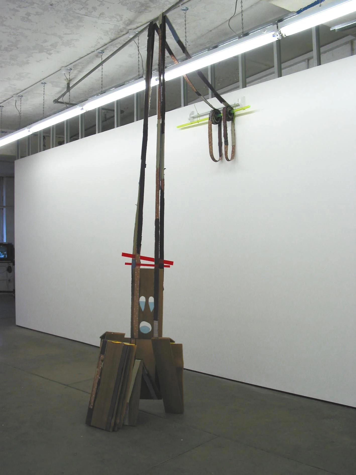 Shakeman 2005 Cedar wood, fabric, perspex, fittings Dimensions variable