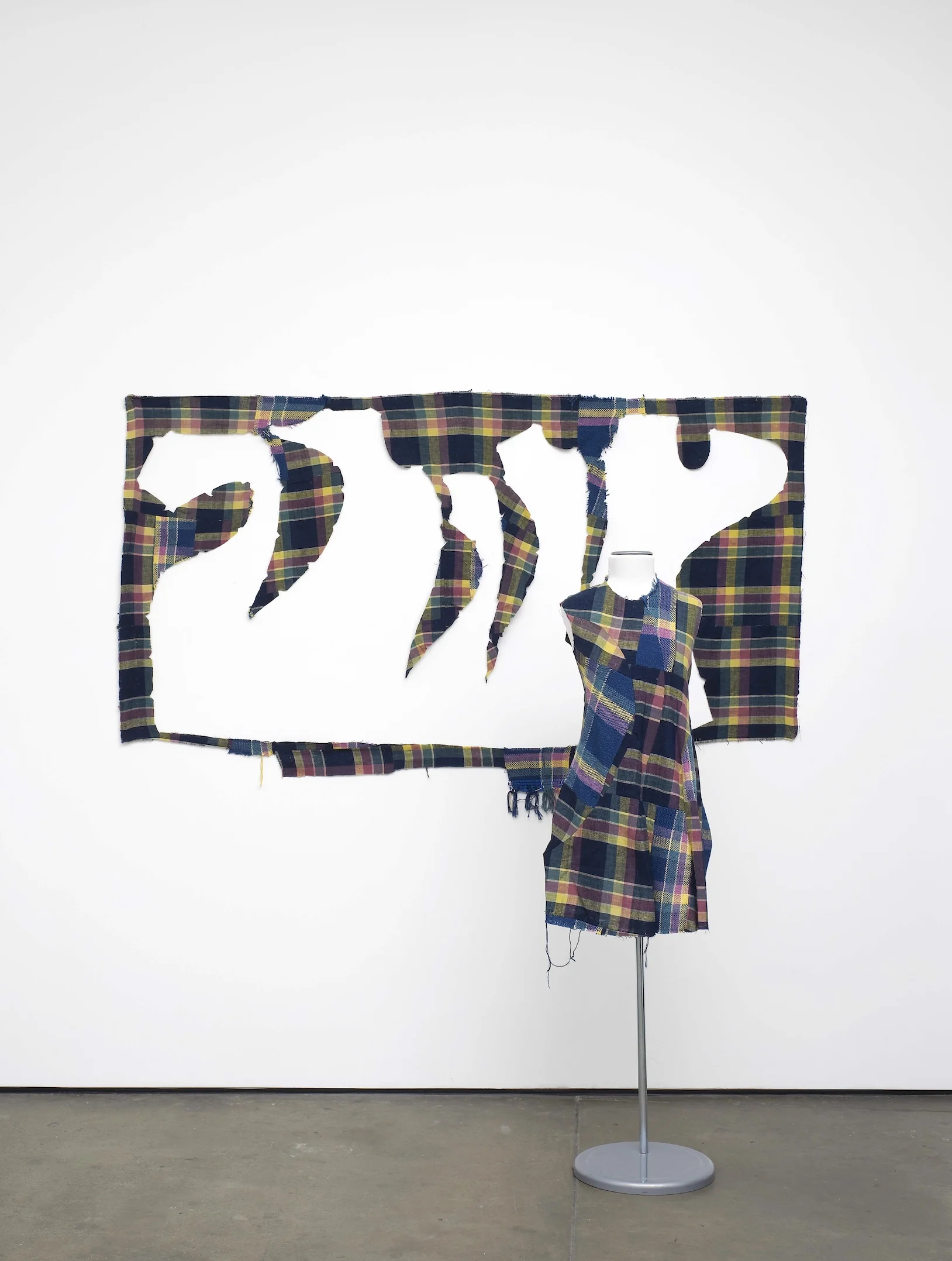 Doing the Undoing 2010 Cotton, wool and dress form Dress: dimensions variable, remnant: 121 x 213 cm / 48 x 84 in