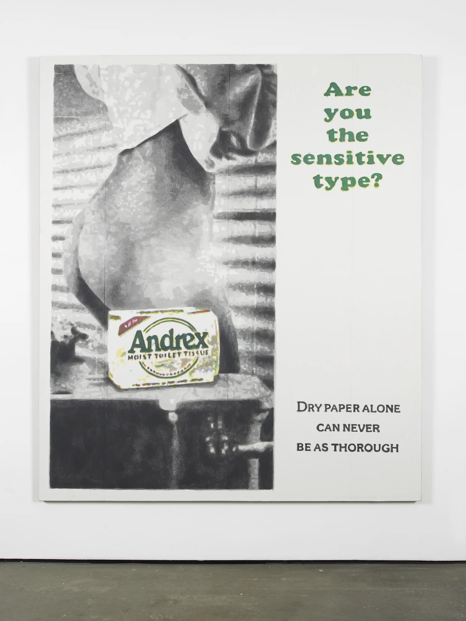 Sensitive Type (1980’s) 2014 Hand-painted inkjet inks on fibre paper and linen 200 x 200 cm / 78.7 x 78.7 in