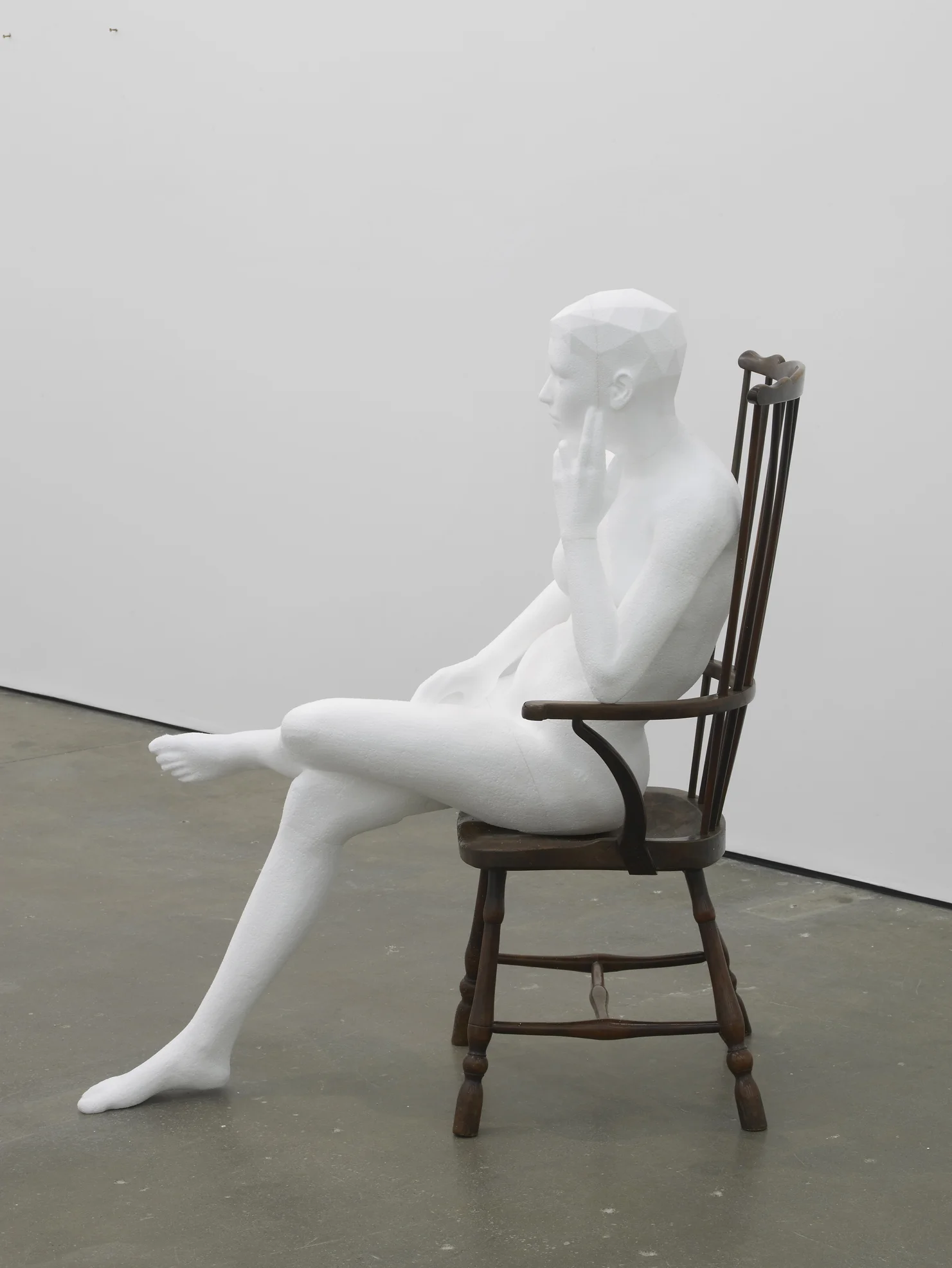 Seated Nude 2014 Polystyrene and 20th century Windsor chair 125 x 95 x 100 cm / 49.2 x 37.4 x 39.3 in