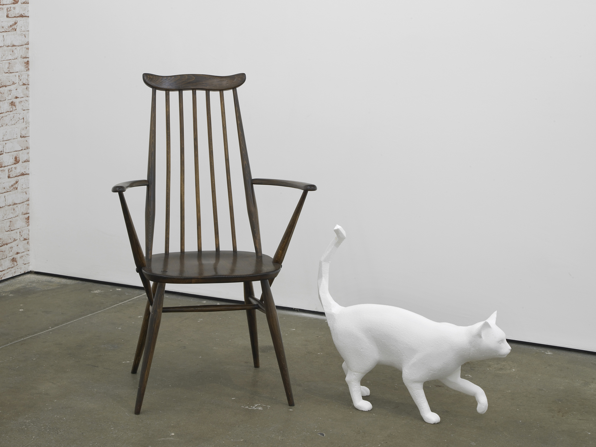     Walking Cat&nbsp;  2014  Polystyrene and 20th century Windsor chair  195 x 150 x 65 cm / 76.7 x 59 x 25.5 in 