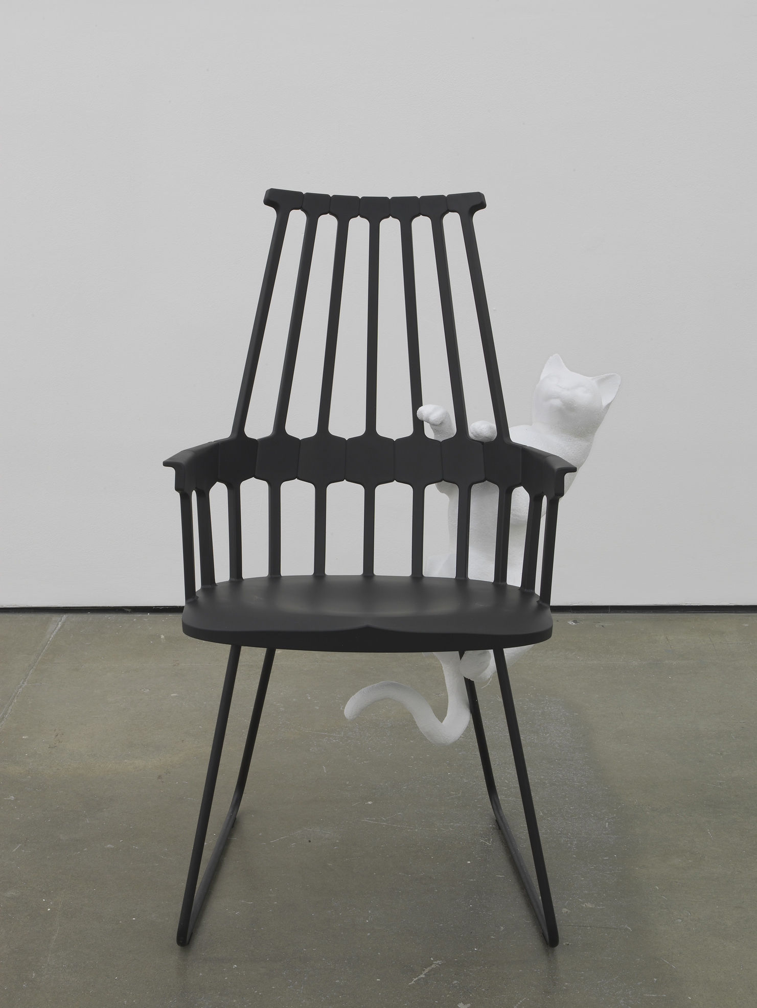     Leaping Cat  2014  Polystyrene and 21st century Windsor chair  98 x 72 x 60 m / 38.5 x 28.3 x 23.6 in 