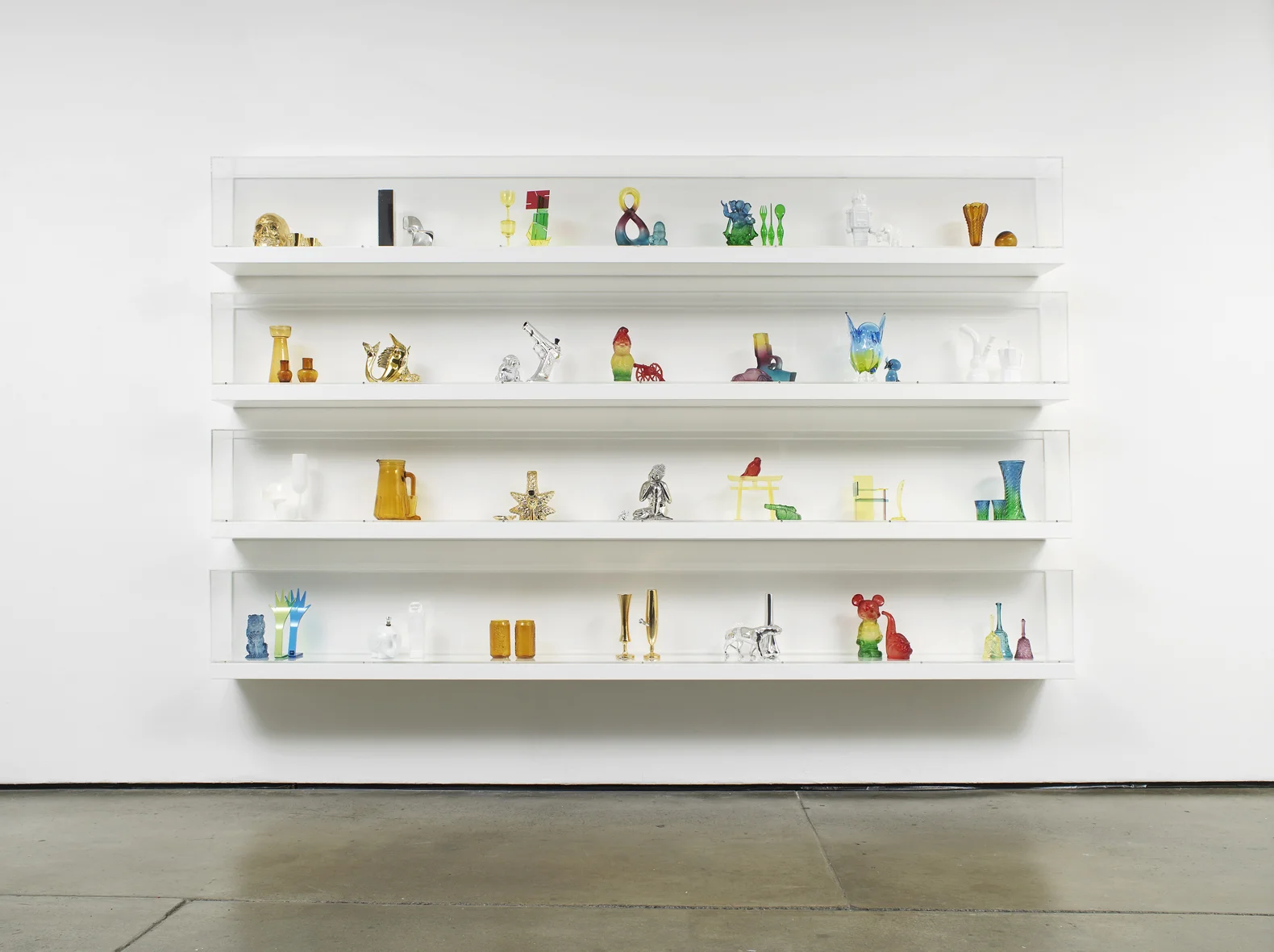 Untitled: Shelves No. 1 (series 5) 2012 Mixed media, shelves, perspex casing 160 x 280 x 24 cm / 63 x 110.2 x 9.4 in