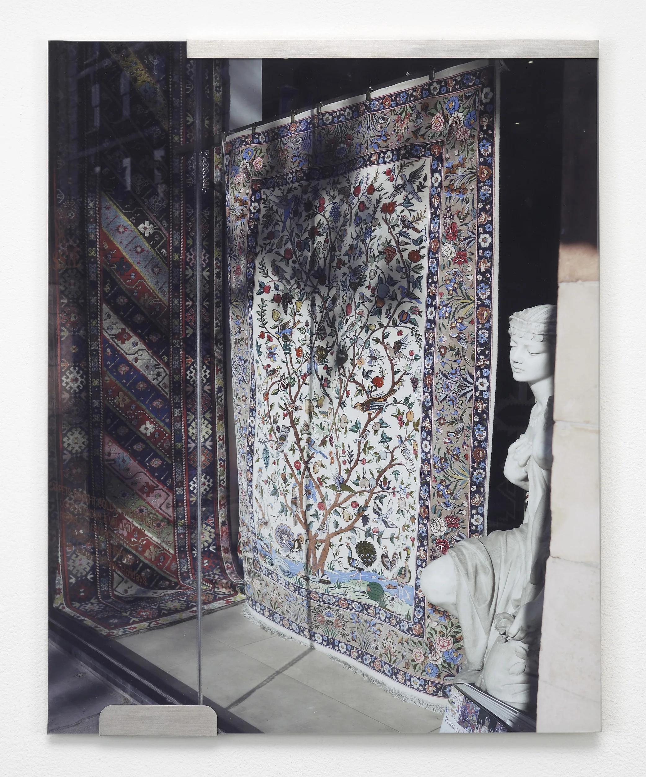 Nicole Wermers Carpets and Glass #2 2012 C-print, stainless steel clips, clip frame 50 x 40 cm
