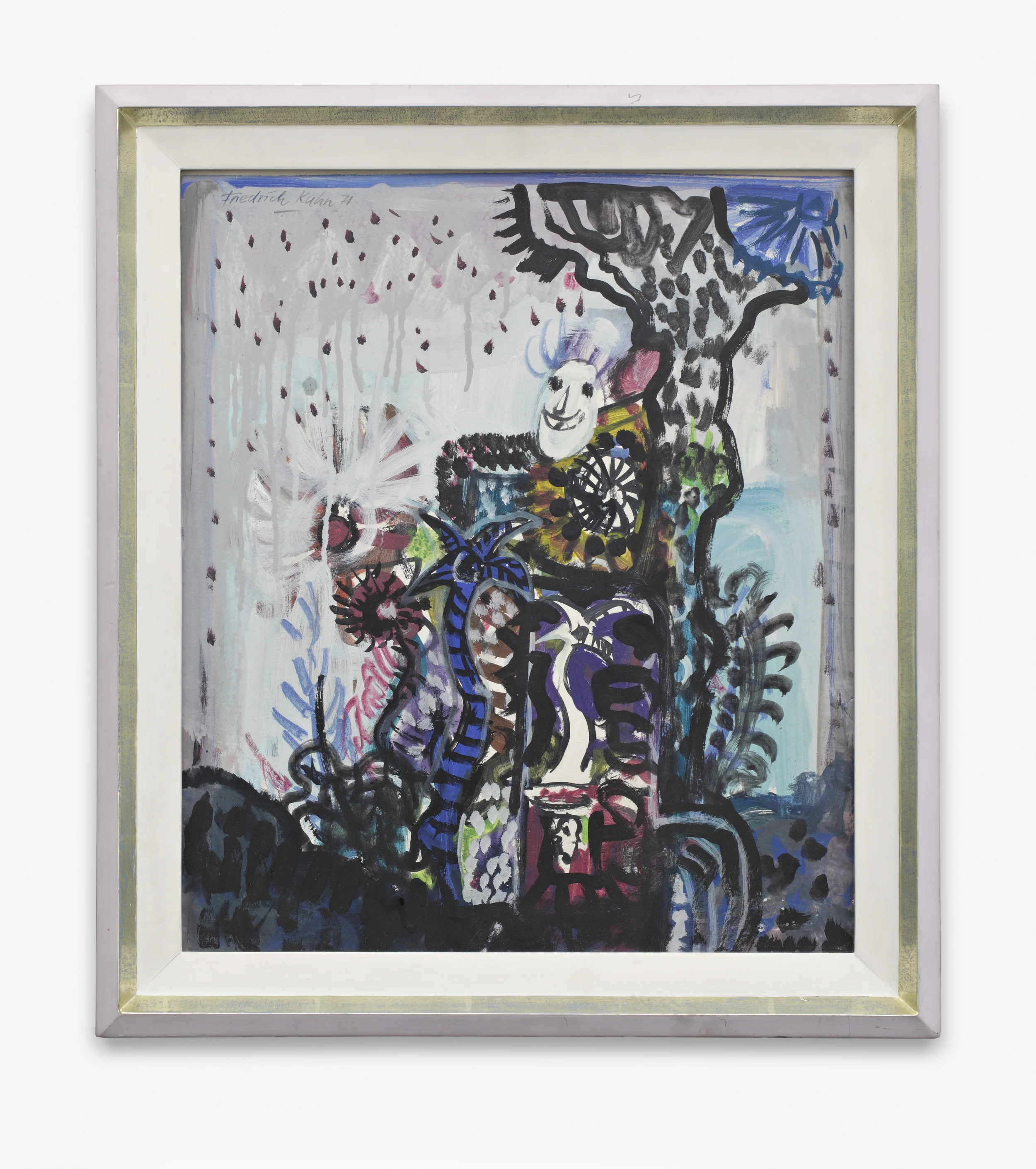 Friedrich Kuhn Sommernachtsfest 1971 oil and mixed technique on cardboard 40 x 35 cm / 15.7 x 13.7 in