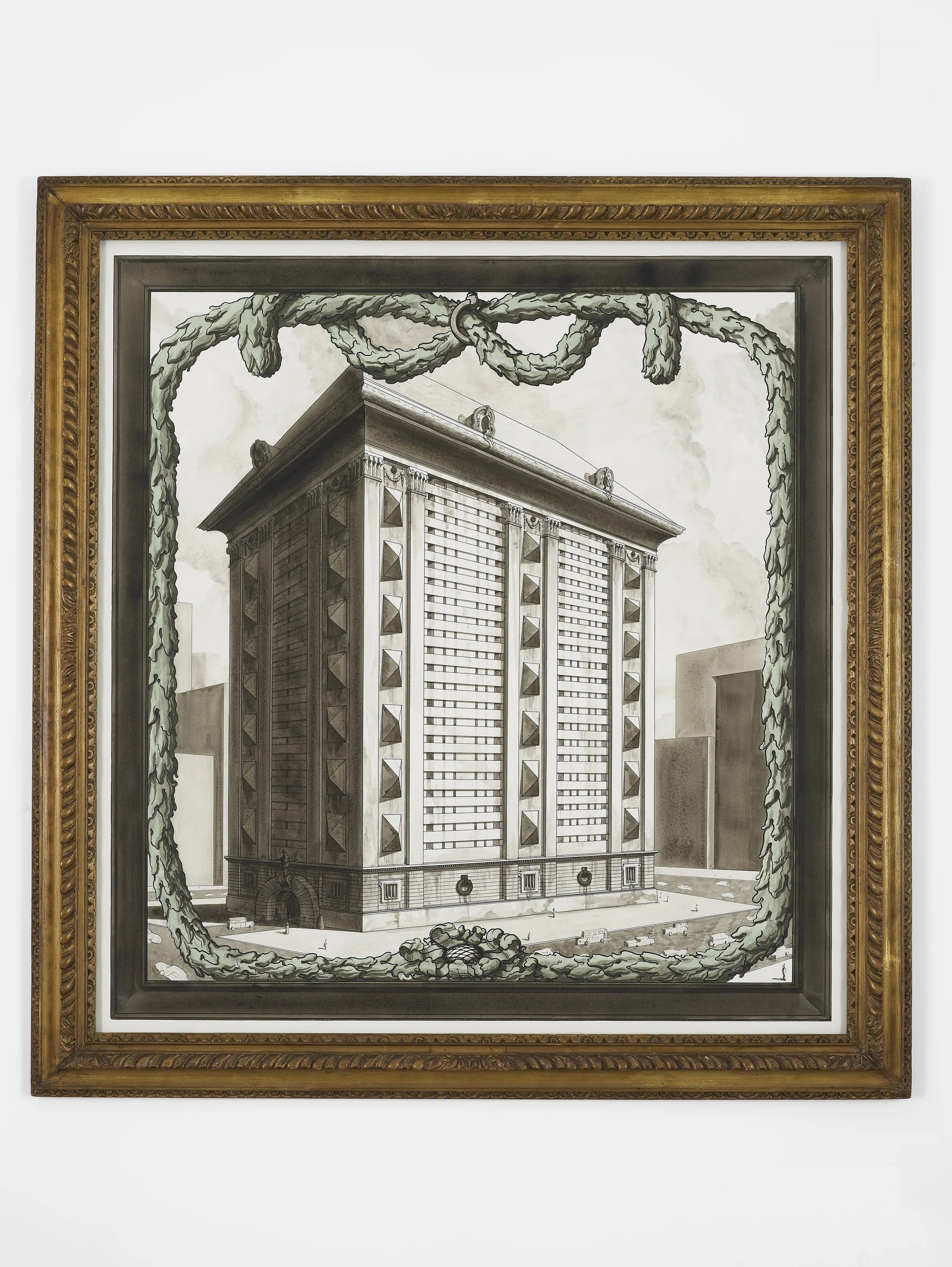 Prison Block 2014 Ink and watercolour on paper in artist’s frame 123 x 116.5 x 4 cm / 48.4 x 45.8 x 1.5 in
