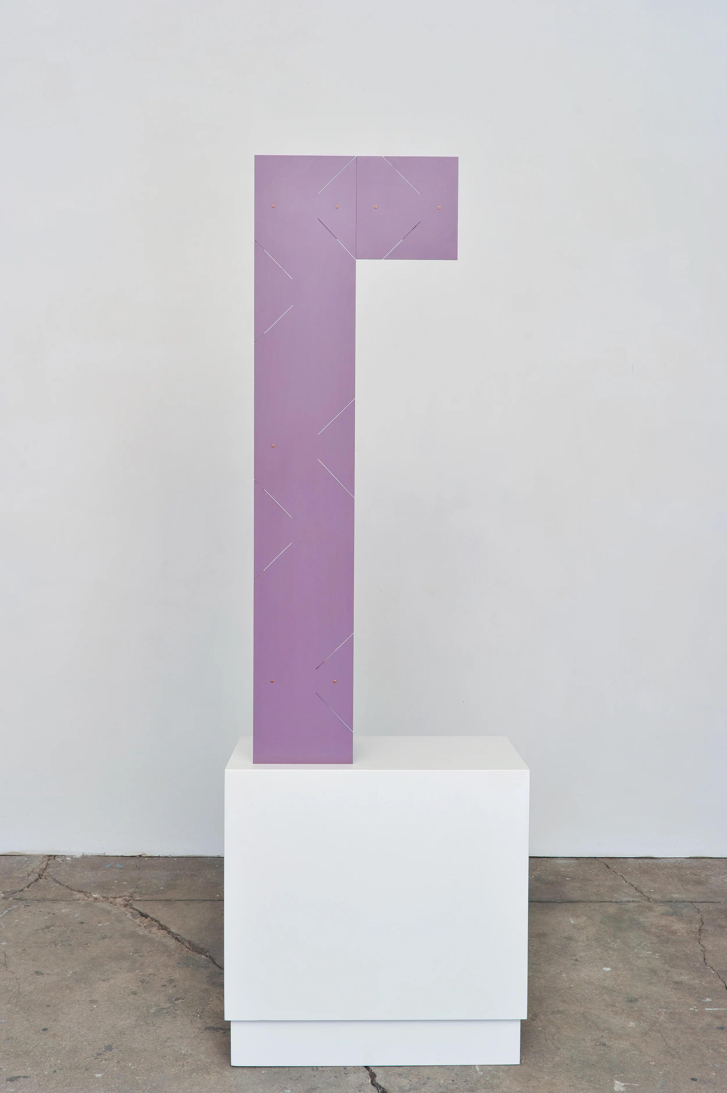Half Arch (Lavender) 2014 Euro-beech hardwood, steel, copper rivets, enamel, wax 121.9 x 40.6 x 20.3 cm / 48 x 16 x 8 in Plinth: 60.9 x 60.9 x 30.4 cm / 24 x 24 x 12 in