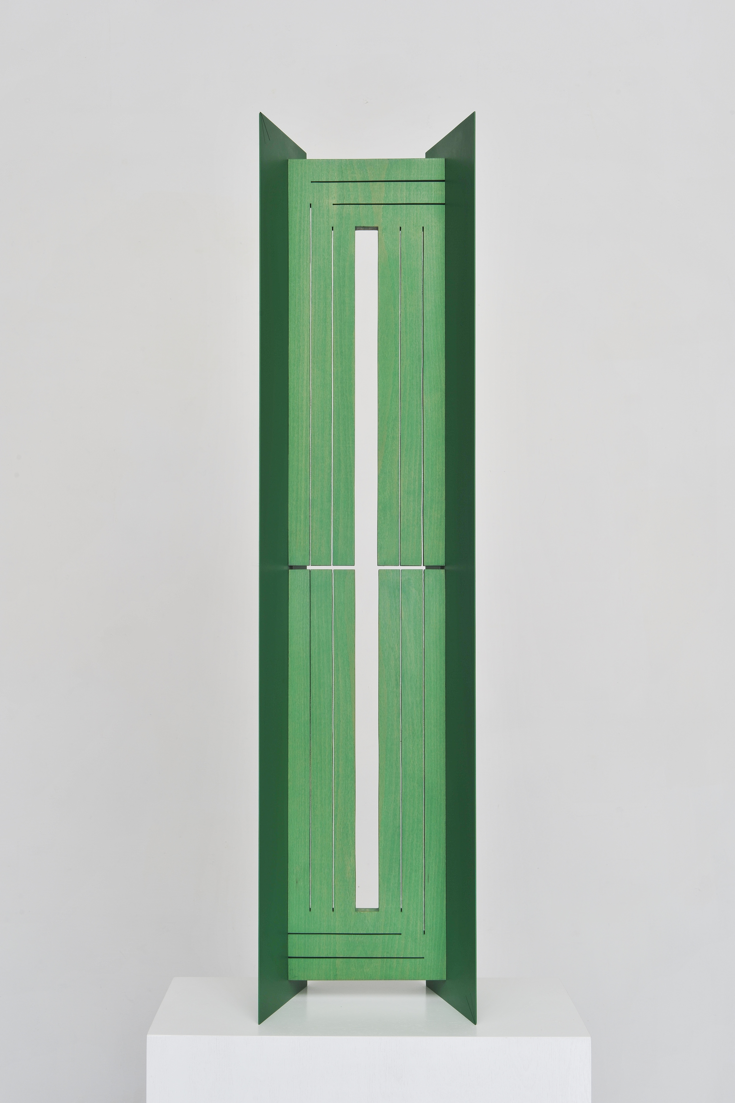     Window (Thin) 2014 Euro-beech hardwood, steel, copper rivets, enamel, wax 96.5 x 22.8 x 17.7 cm / 38 x 9 x 7 in Plinth: 91.4 x 38.1 x 27.9 cm / 36 x 18 x 10 in 