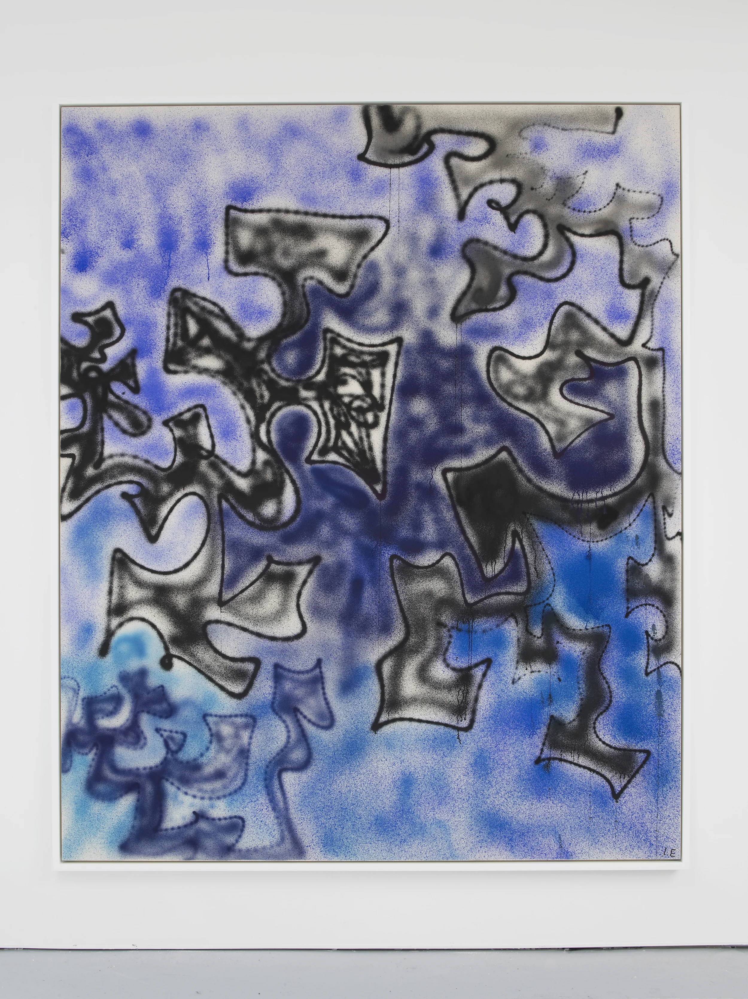 Gentle Shapes of Sorts 2014 Acrylics and Indian ink on unprimed cotton canvas 220 x 180 cm / 86.6 x 70.8 in
