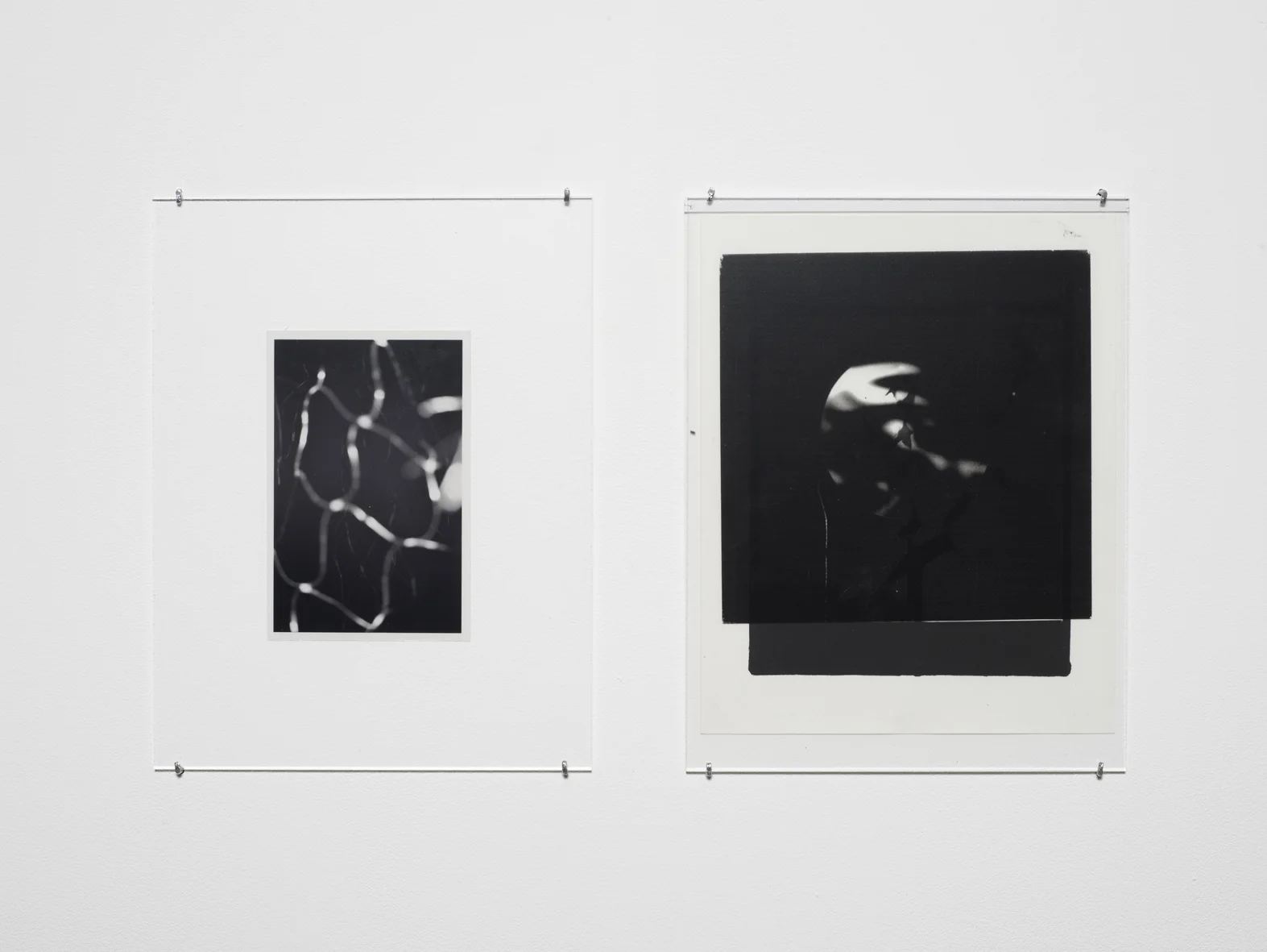 Untitled 2007-2015 Unique C-print, unique silvergelatin print, inkjet print on transparency, non-reflective perspex, L shaped pins 2 parts, each: 27.9 x 21.5 cm / 11 x 8.5 in