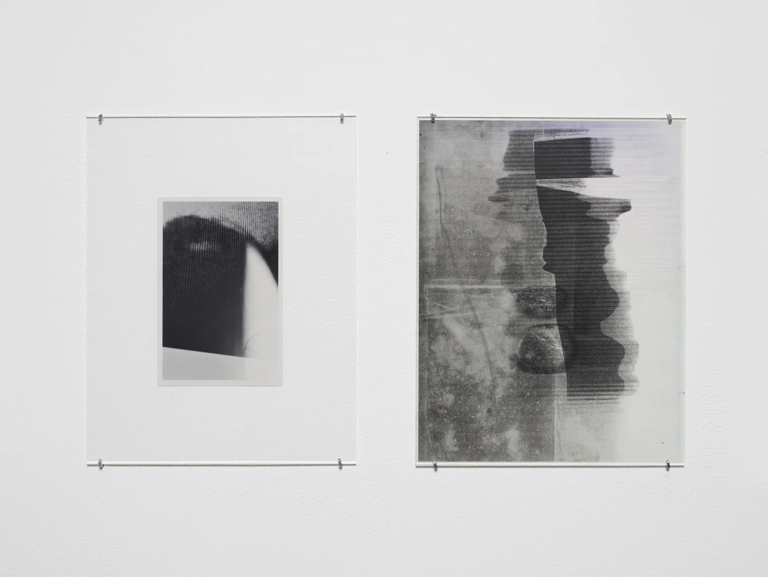 Untitled 2014-2015 Unique C-print, inkjet print, inkjet print on transparency, non-reflective perspex, L shaped pins 2 parts, each: 27.9 x 21.5 cm / 11 x 8.5 in