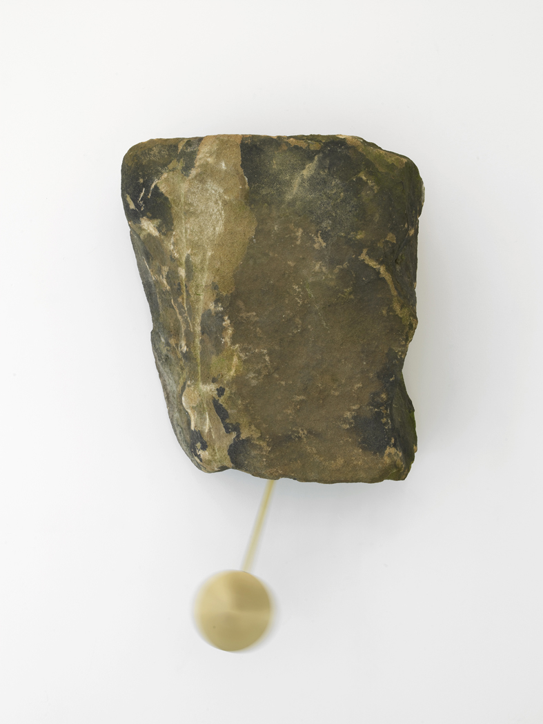     Klaus Weber Clock Rock 2015 Yorkstone rock, brass pendulum, clock movement 57 x 52 x 27 cm / 22.4 x 20.5 x 10.6 in (stone) 88.5 x 52 x 27cm / 33.7 x 20.5 x 10.6 in (with pendulum) 
