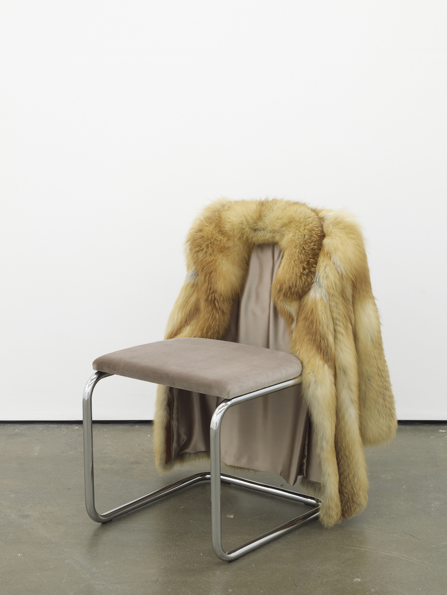     Nicole Wermers Untitled chair&nbsp; 2014 Arctic fox (red), steel tubing, upholstery, silk and velvet 85 x 65 x 60 cm / 33.4 x 25.5 x 23.6 in 