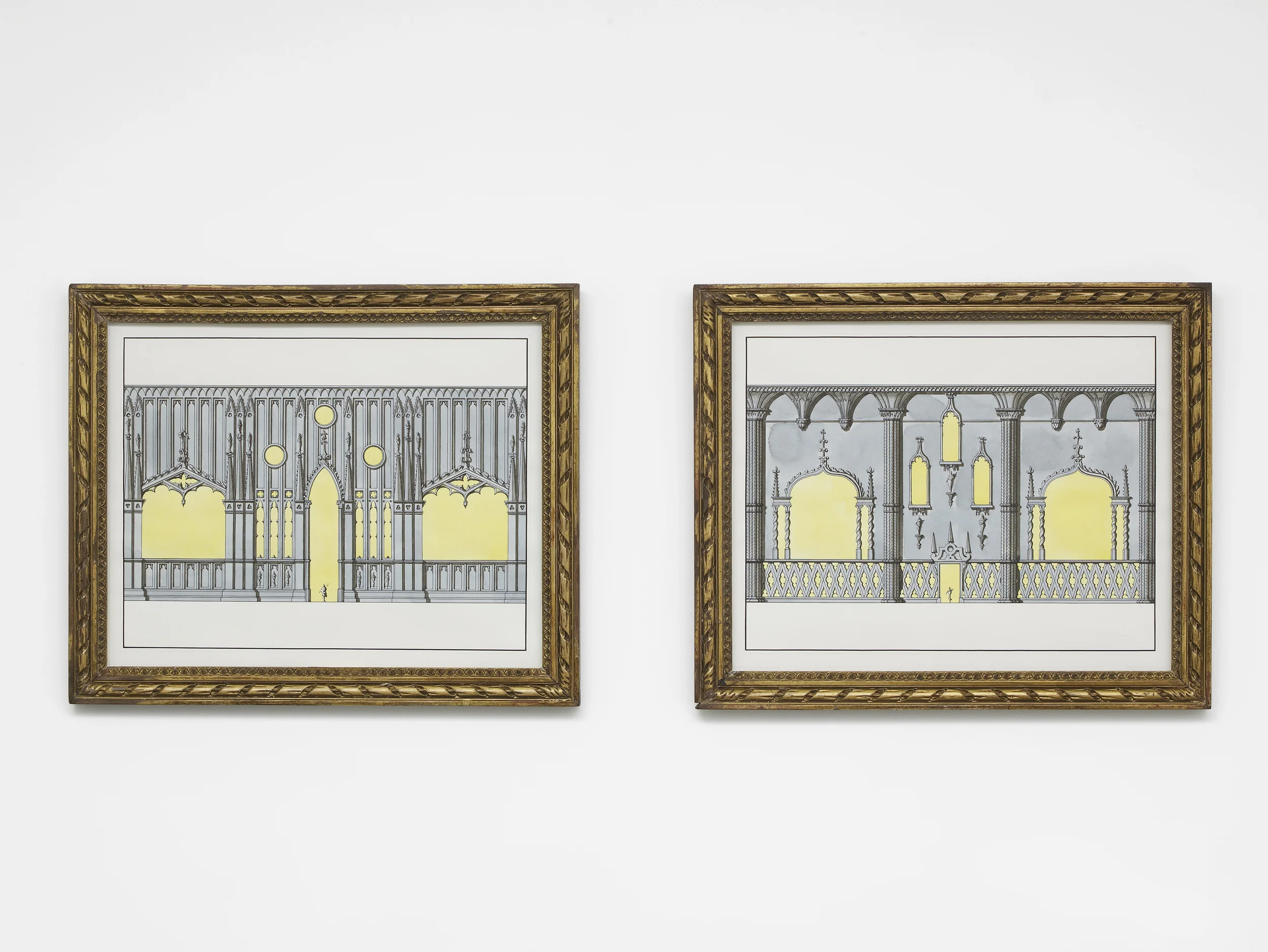 Two Neo-Gothik wall treatments 2015 Ink and watercolour on paper in artist’s frame 2 parts, each: 54.5 x 66.1 cm / 21.4 x 26 in