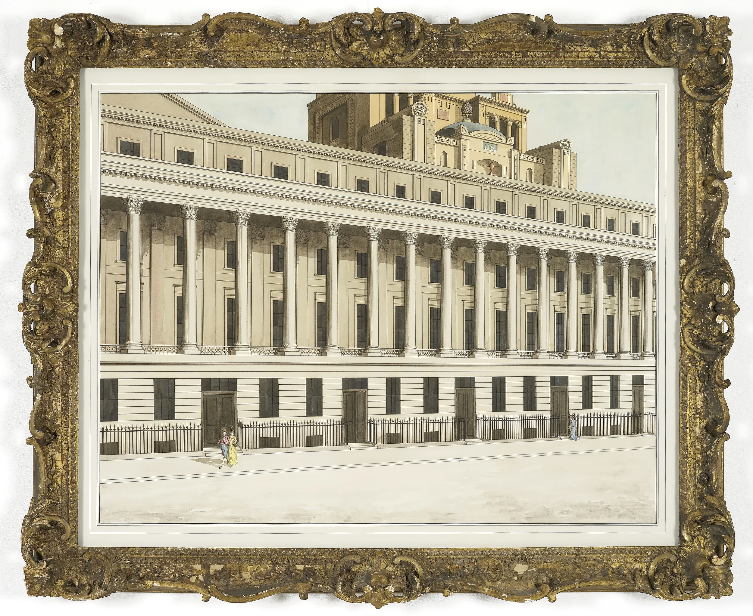 Terraces by Nash with an attic by Soane 2011 Ink and watercolour on paper in artist’s frame 120 x 148 cm / 47.2 x 58.2 in (framed)