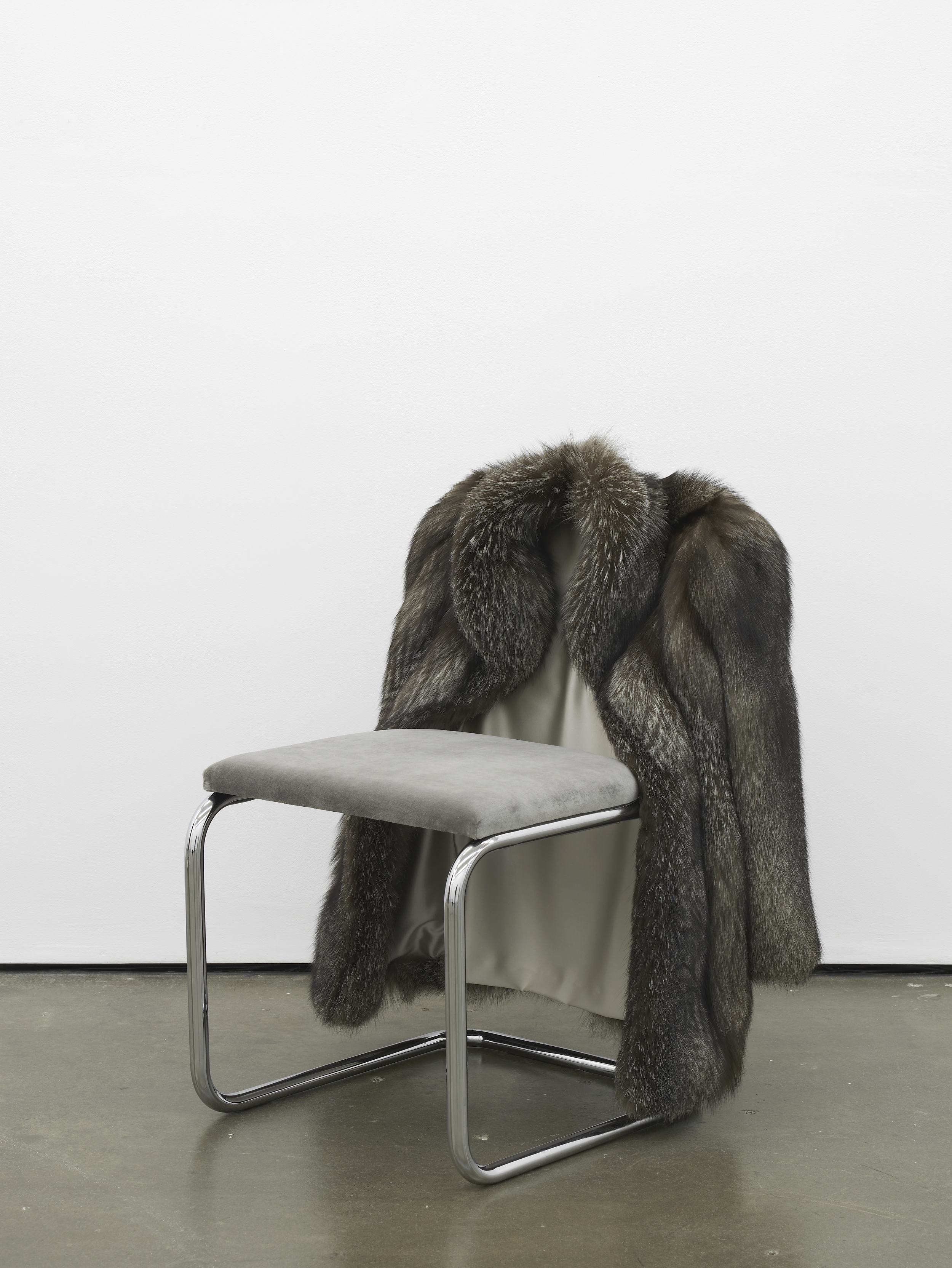     Untitled Chair - FXI-0 &nbsp; &nbsp; &nbsp; 2015 Vintage fur, steel tubing, upholstery, silk and velvet 85 x 65 x 60 cm / 33.4 x 25.5 x 23.6 in 