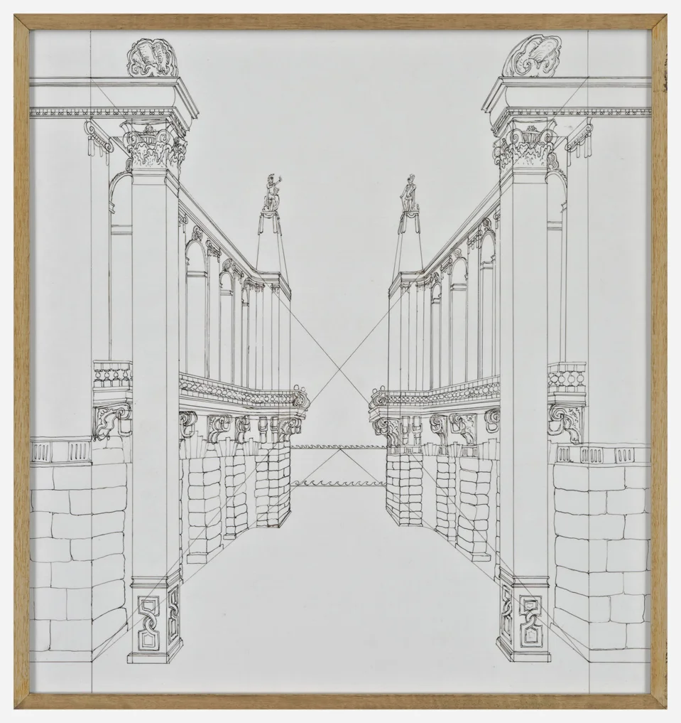 Pablo Bronstein Stage Design in the Style of Francisco Bibiena 2004 Ink on Paper 52 x 48 cm / 20.5 x 18.9 in