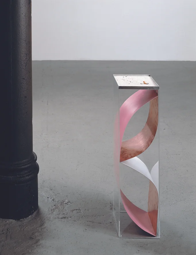French Junkies #9 2002 Perspex, copper, styrene, zinc, foil, sand 77.5 x 24.5 x 21 cm / 30.5 x 9.6 x 8.3 in
