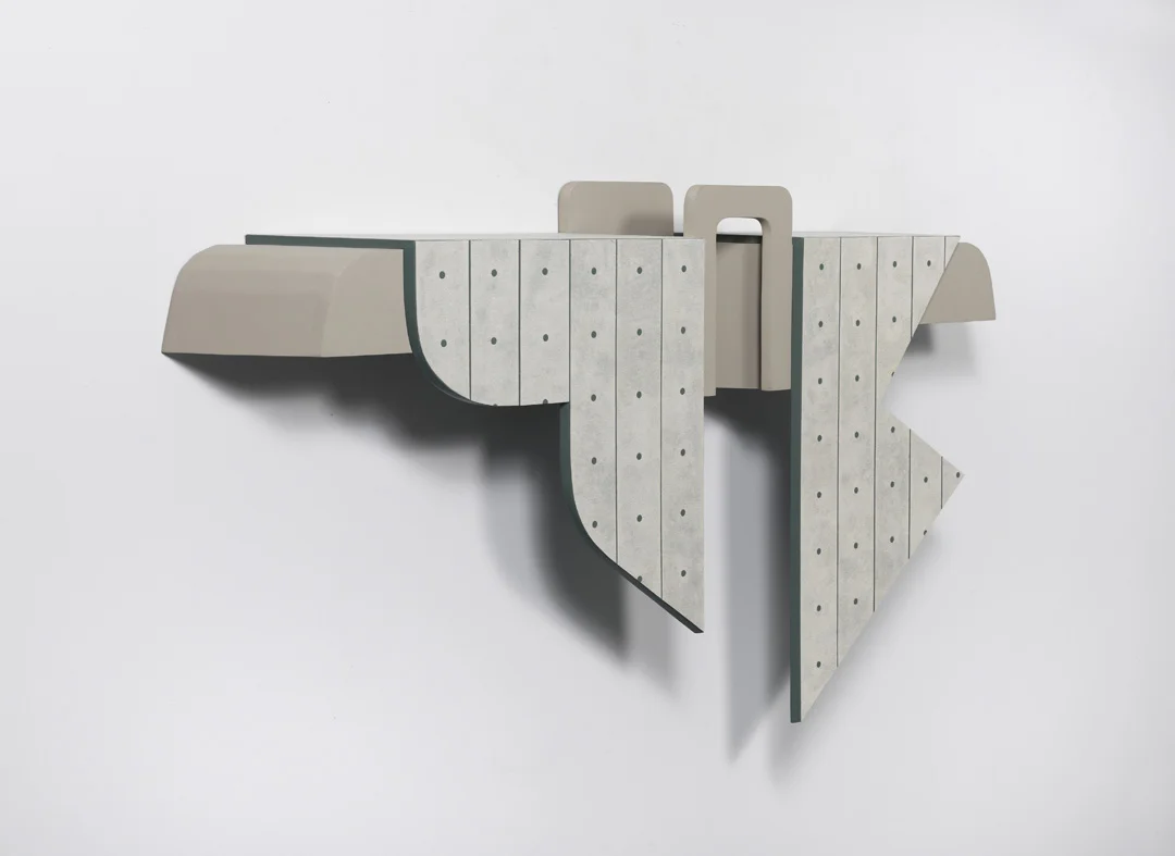 Diane Simpson Two Collars 2008 Enamel, LDF wood, wool crepe 83.8 x 157.4 x 16.5 cm / 33 x 62 x 6.5 in