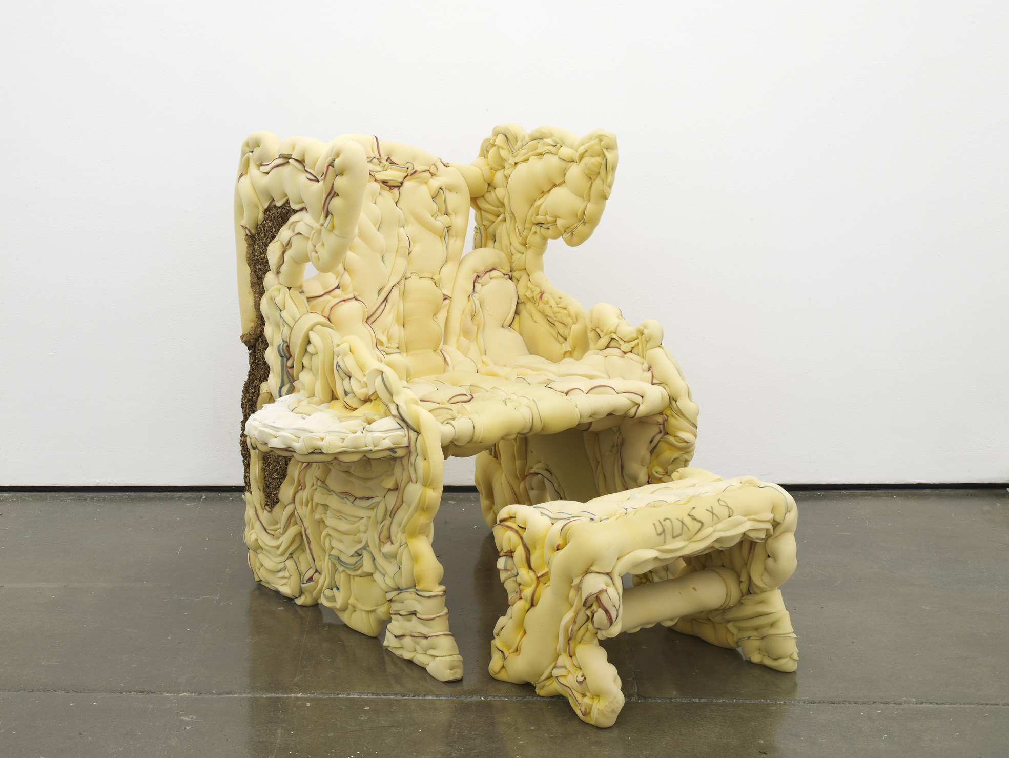     Jessi Reaves You’re There Again Armchair 2015 Plywood, polyurethane foam, sawdust, hardware, ink 109.2 x 101.6 x 78.7 cm / 43 x 40 x 31 in HS12-JR5451S 