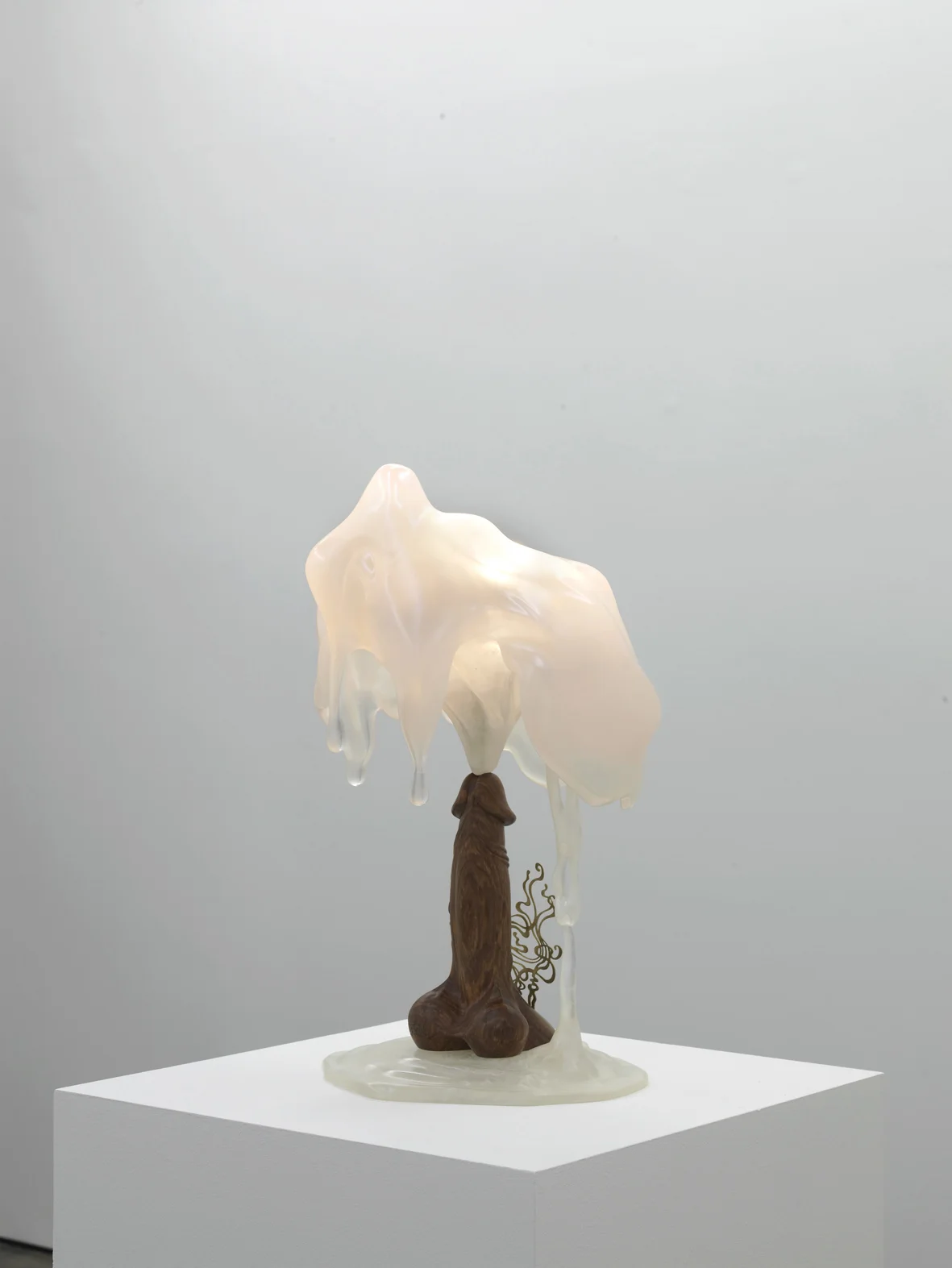 Arrival (La Belle Époque) 2016 Dalbergia Odorifera Wood, Resin, Brass, Pearlescent paint, Wood Wax, Cable, Inline Switch, Lightbulb holder, Plug, E14 Lightbulb Overall:159.50 x 50 x 49 cm / 63 x 19.6 x 19.3 in Sculpture: 52 x 27 x 26 cm / 20.4 x 10.6 x 10.2 in Plinth: 107.5 x 50 x 49 cm / 42.3 x 9.6 x 19.3 in Ed. 1/6 +1AP
