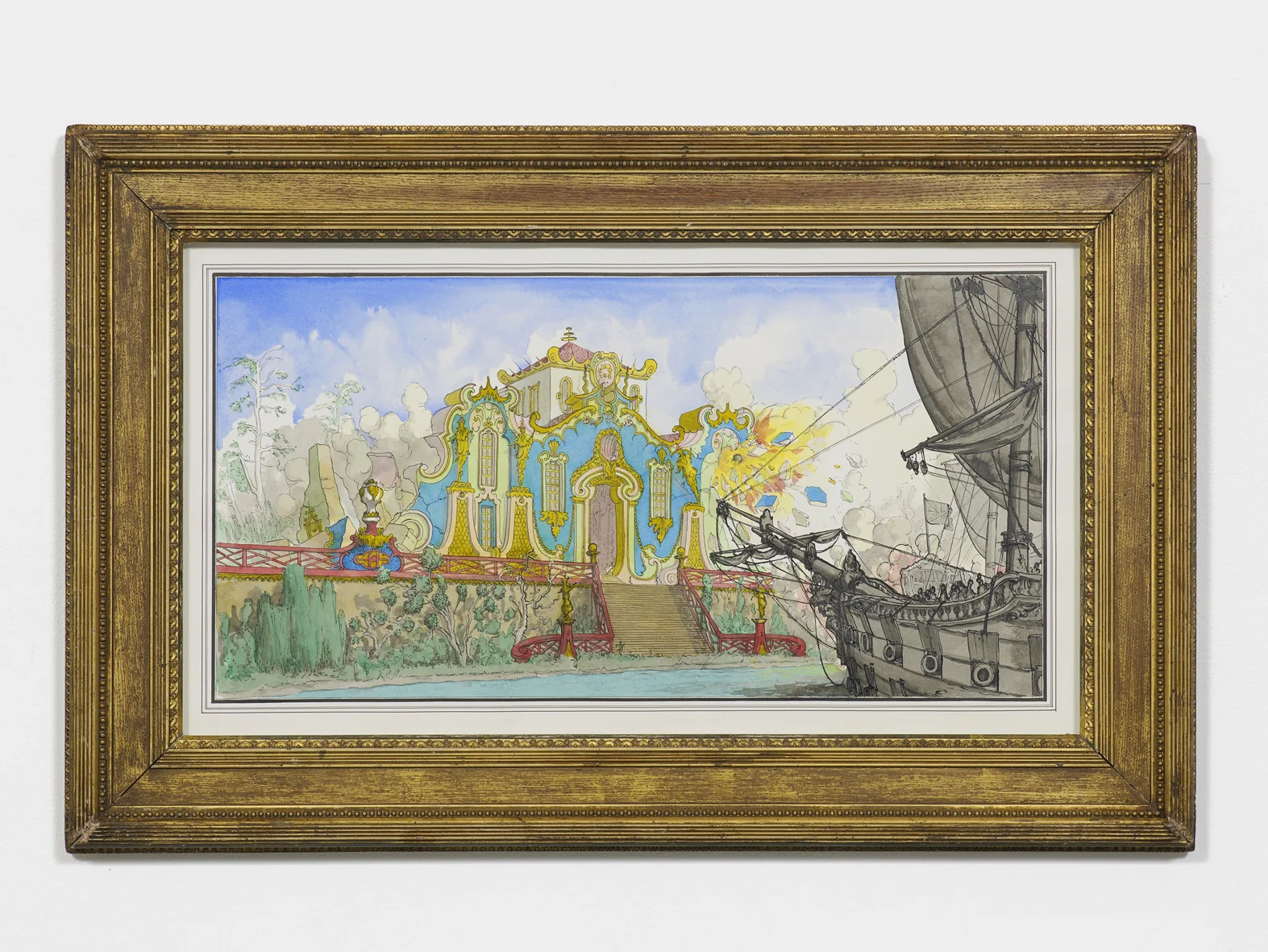 The Old Qianlong Summer Palace bombarded by the English and French fleet, 1860 2016 Ink and watercolour on paper in artist’s frame 45.9 x 71.1 cm / 18 x 27.9 in