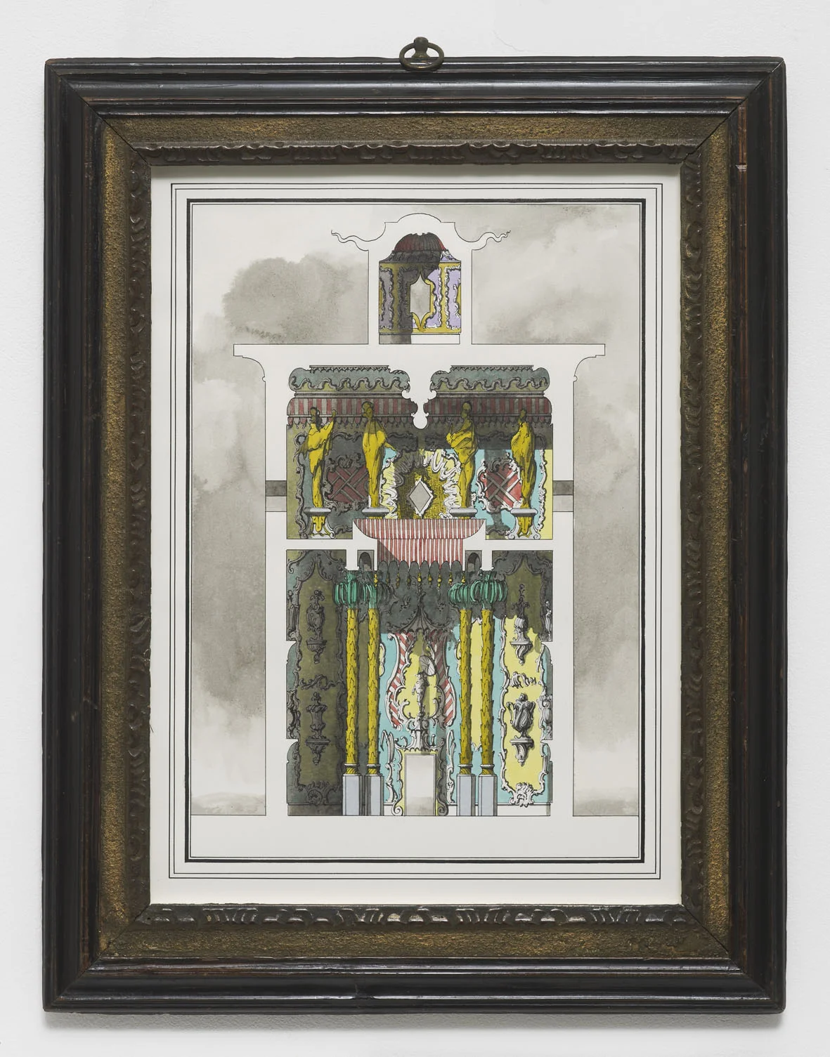 Two-storey, two room pavilion in the Oriental Taste 2016 Ink and watercolour on paper 46.5 x 36 cm / 18.3 x 14.1 in (framed)