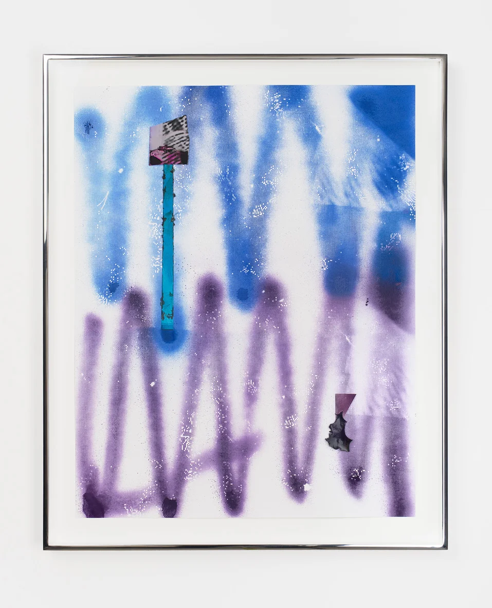 Untitled 2009 - 2016 Acrylic paint, enamel paint, dyed colour photograms, dyed solarised silver gelatin print, dyed paper on paper 69.3 x 56.6 x 3.8 cm / 27.3 x 22.3 x 1.5 in framed