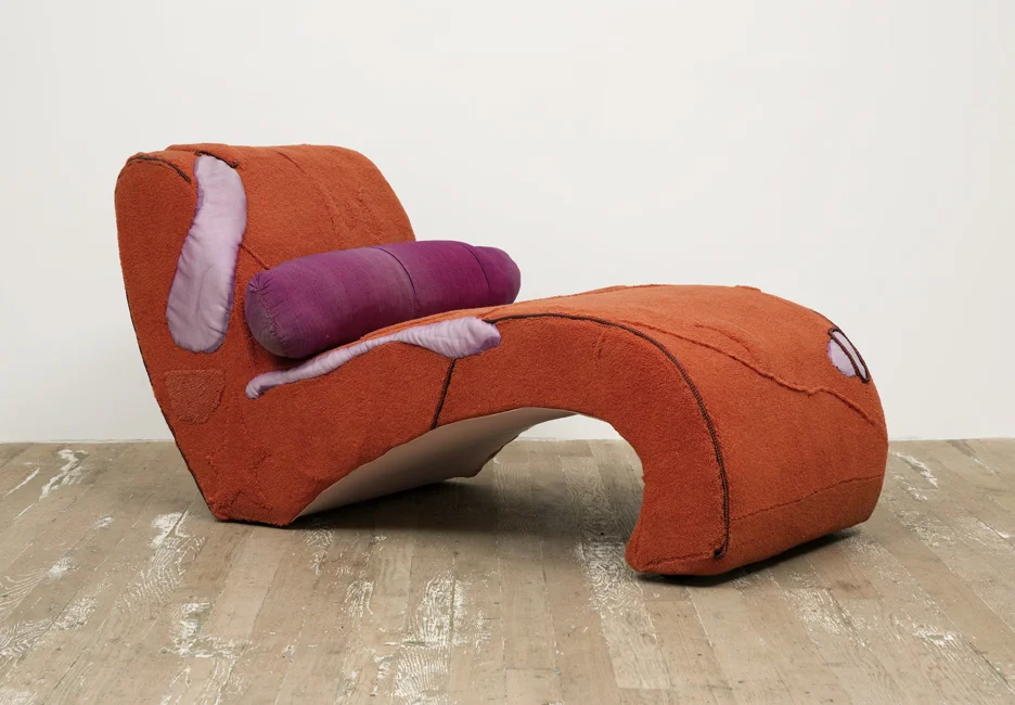 pro-tour lounge 2015 Polyurethane foam, Antron polar fleece, pine, silk, cotton 30 x 64 x 24 inches (76.20 x 162.56 x 60.96 cm)