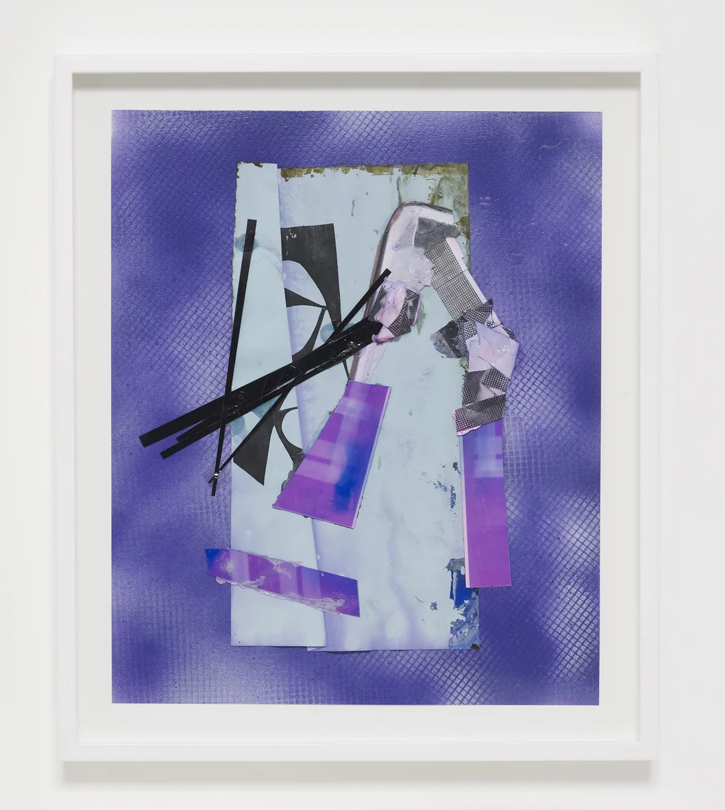 Josh Brand Untitled 2018 Mixed media, enamel paint, dyed photograms and photocopies 51 x 43 x 4.4 cm / 20 x 16.9 x 1.7 in framed