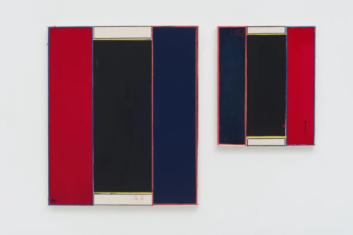 Doubled Dark Valence (III & IV) 2018 Acrylic and crayon on canvas 2 parts: 60.9 x 53.3 x 2.5 cm / 24 x 21 x 1 in 40.6 x 33 x 2.5 cm / 16 x 13 x 1 in