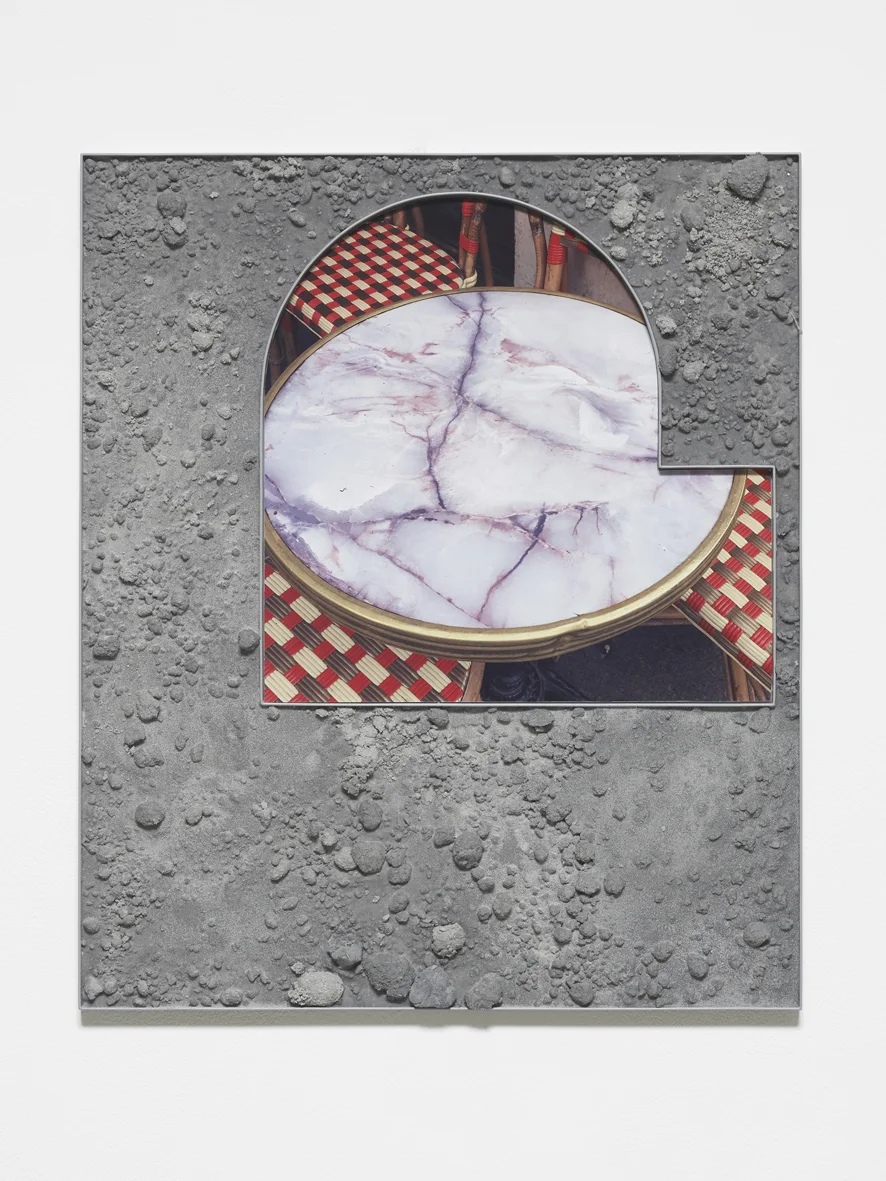 Seasons #3 2018 Mounted C-print, powder-coated steel, sand, pigment, polyvinyl compound 50 x 42 x 3 cm / 19.6 x 16.5 x 1.2 in