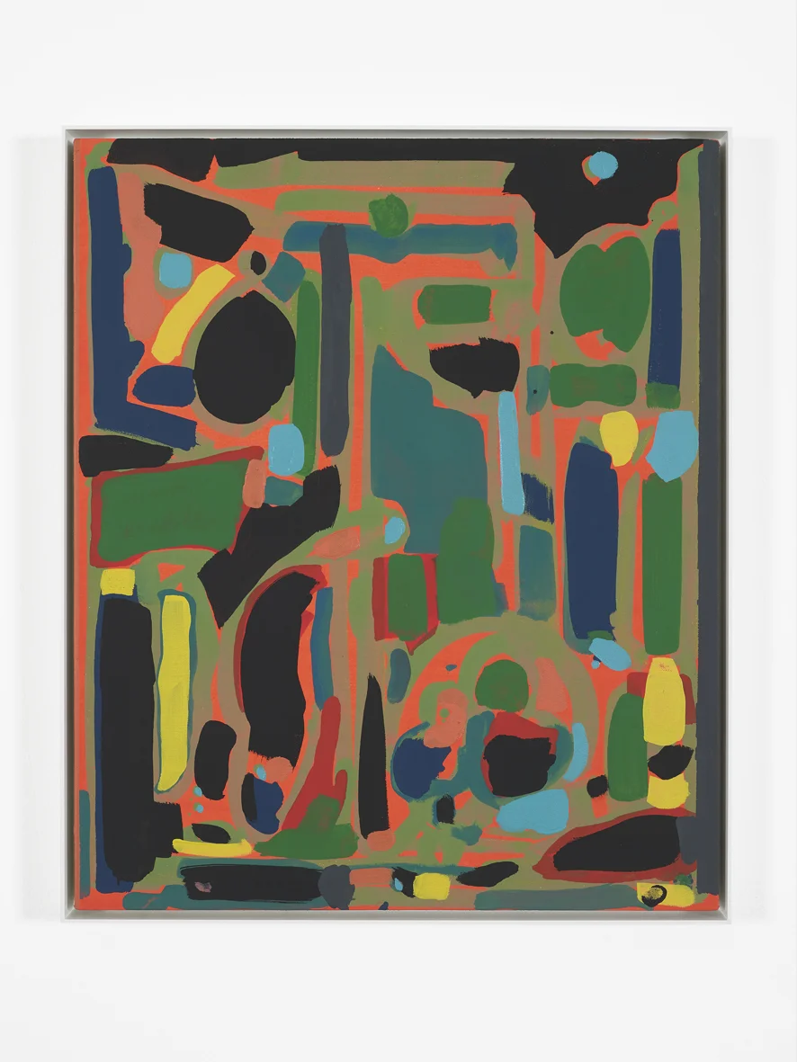 Textile To The Tune Of Weekend 2018 Acrylic, oil, coloured pencil and crayon on canvas, artist’s frame 63 x 53 x 4 cm / 24.8 x 20.9 x 1.6 in