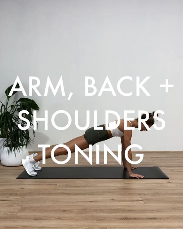 ARM, BACK + SHOULDERS TONING 💪🏼 This workout is great way to build up even upper body strength. Keep the reps slow and controlled + always keep your shoulders down and away from your ears in every exercise (if you feel them creeping up, you&rsquo;v