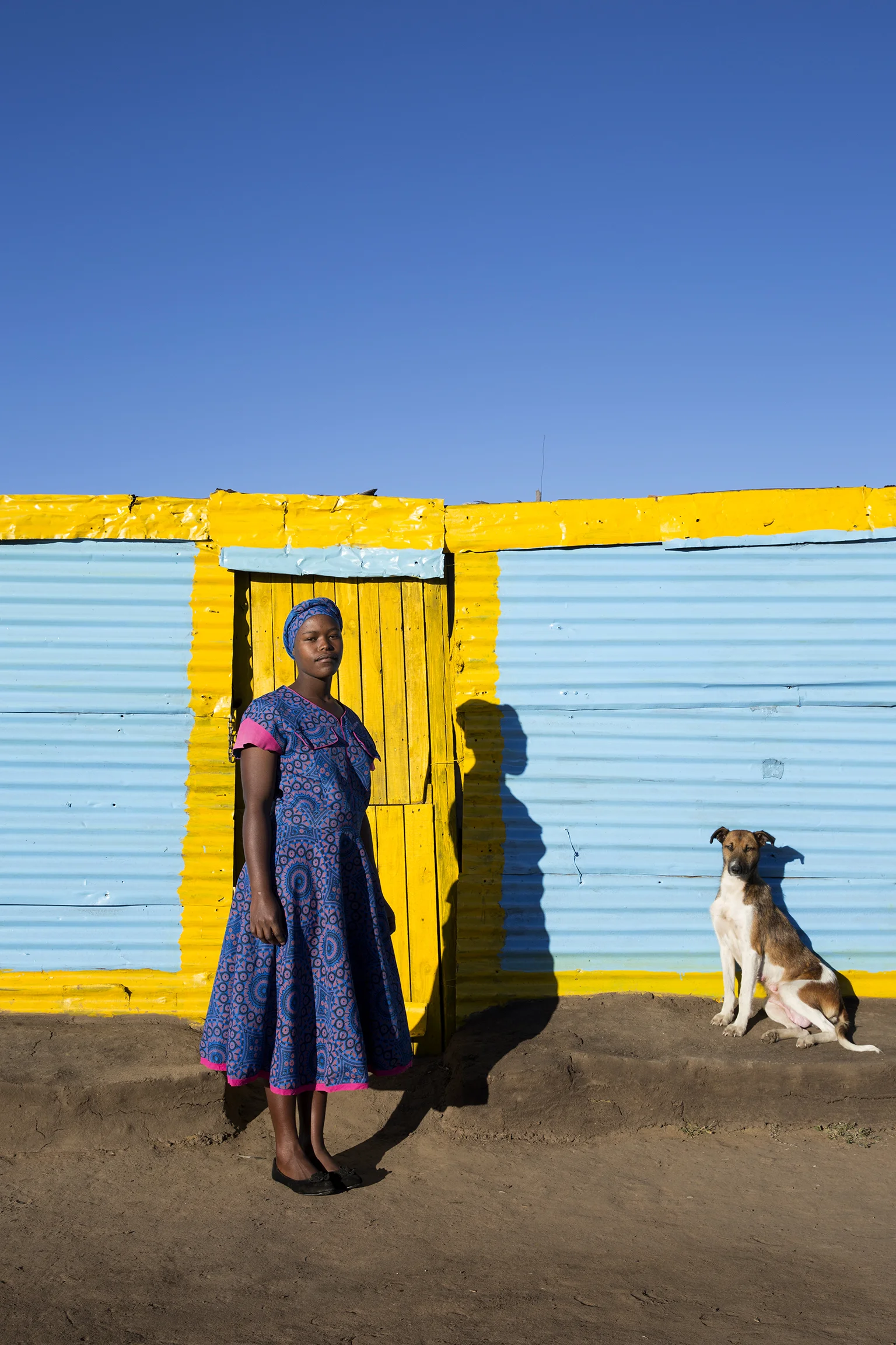 Elizabeth Monareng and her dog, Brenda, Cornelia, Free State