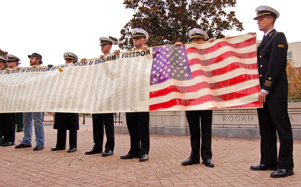 Students took part in a Veteran’s Day ceremony last November. 