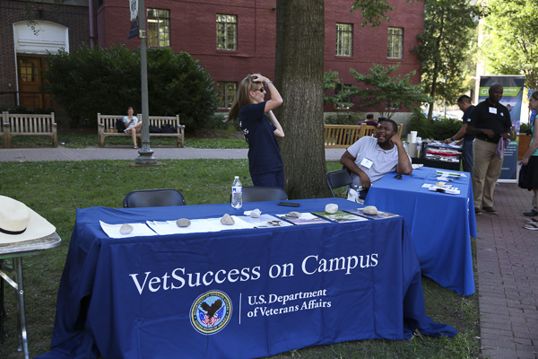 Media Credit: Dan Rich | Photo Editor VetSuccess tabled at a Welcome Week event for veterans last month. Laura Ferraro, the new VetSuccess campus counselor, joined the Office of Military and Veteran Student Services over the summer.