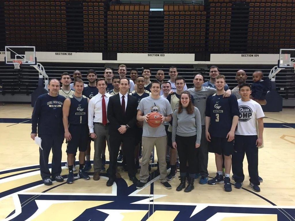 GW Veterans with the GW Men's Basket Ball Team