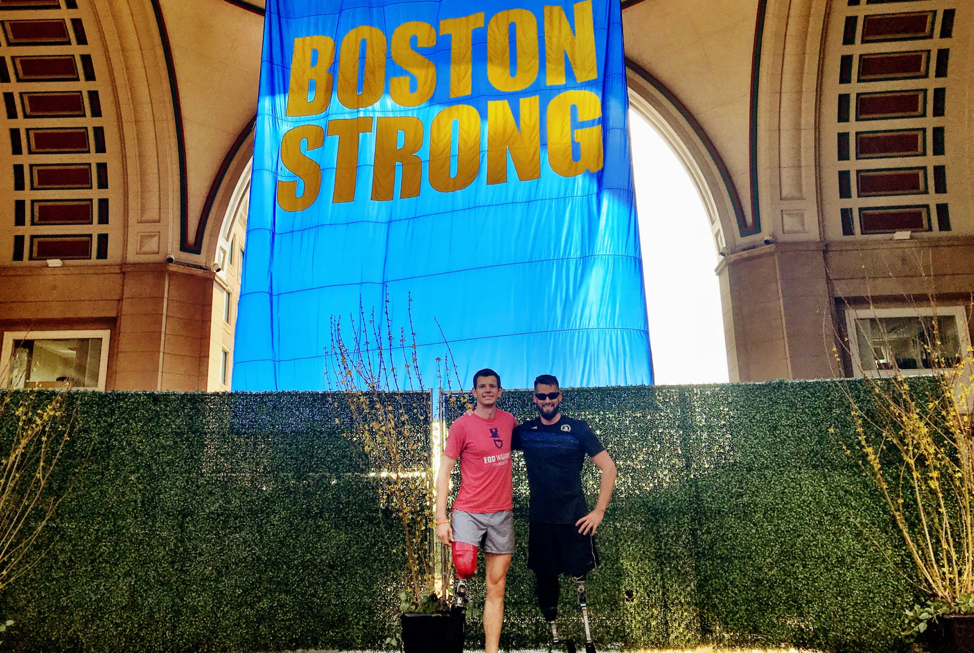 MEDIA CREDIT: COURTESY BY ADAM POPP Adam Popp, a first-year graduate student and Air Force veteran, ran the Boston Marathon alongside tens of thousands of runners last week.