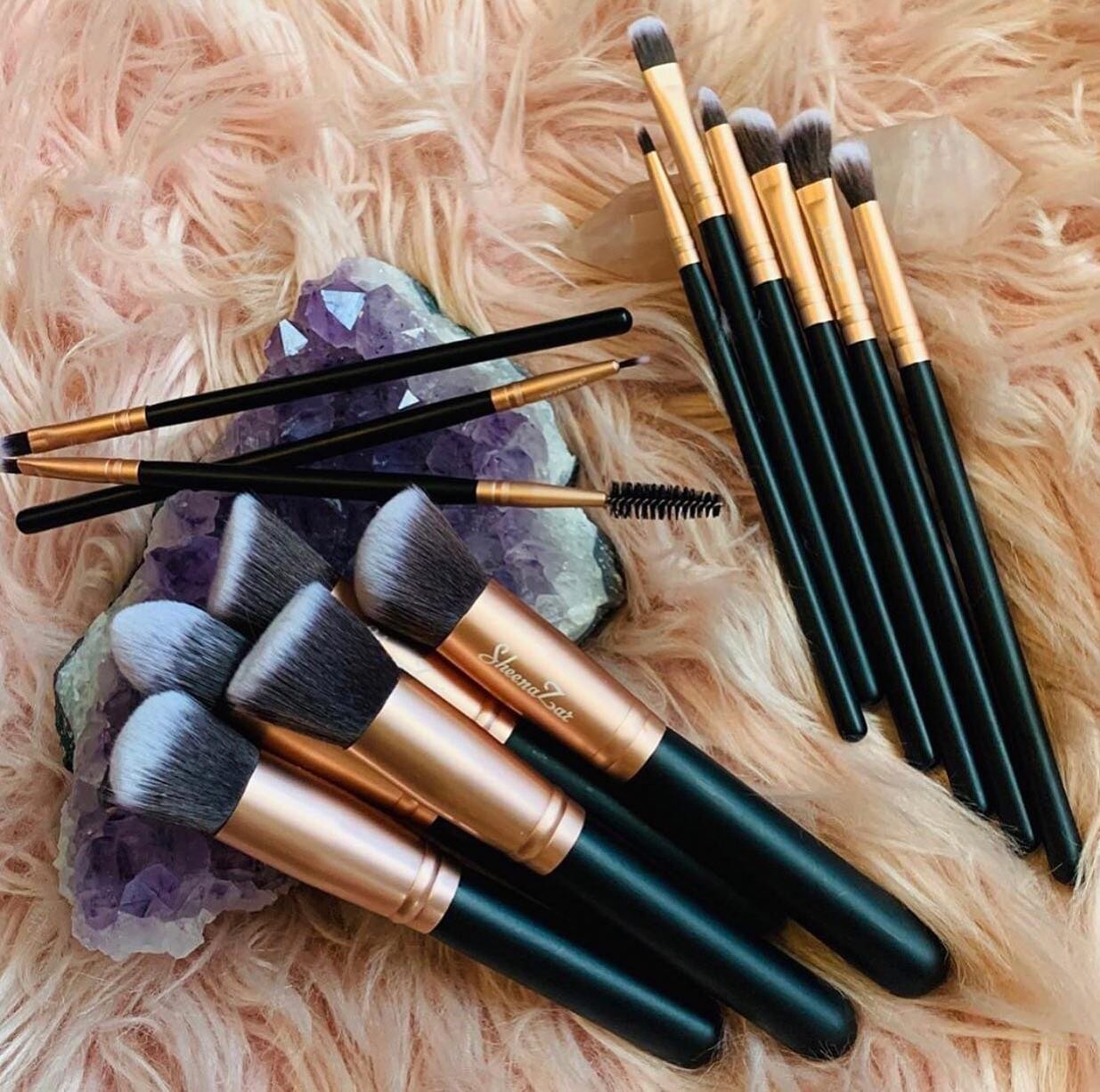 I love this photo that @francesca_mua took of my brushes!  Plus Amethyst is my birthstone 🔮