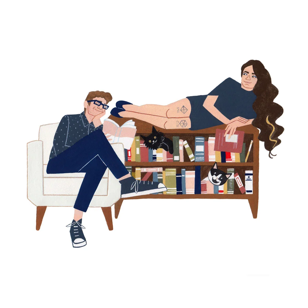 <i>Stephan, Yasi + 2 book-kittens</i>