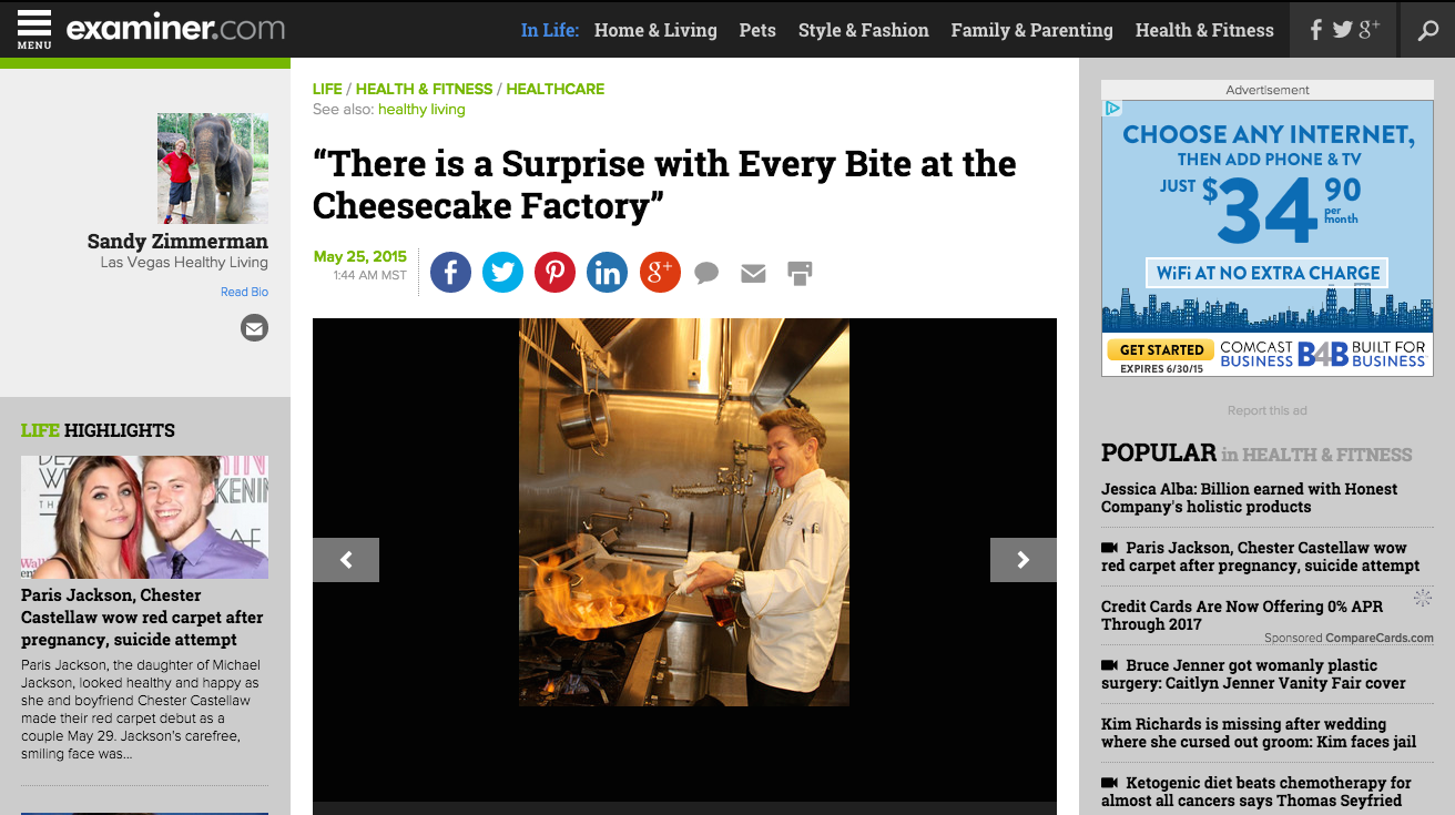 "There is a Surprise with Every Bit at the Cheesecake Factory" | examiner.com