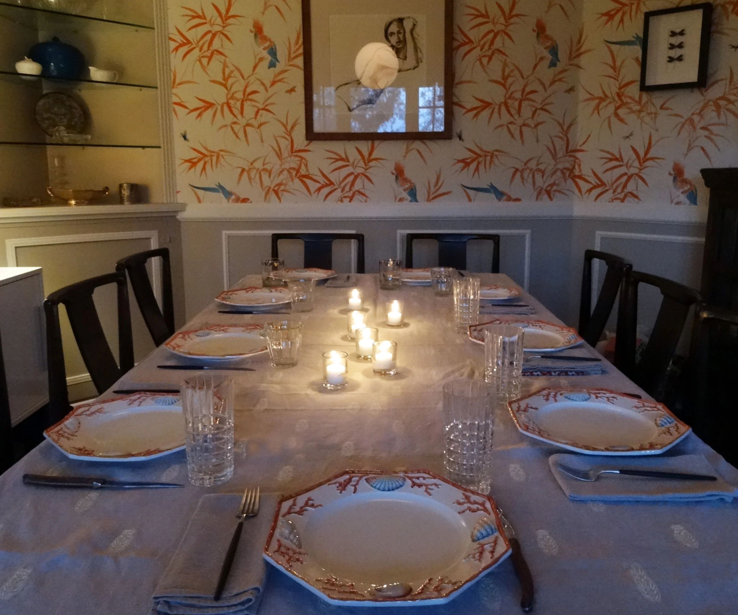 Plate's from Mom, Tablecloth from our trip to France