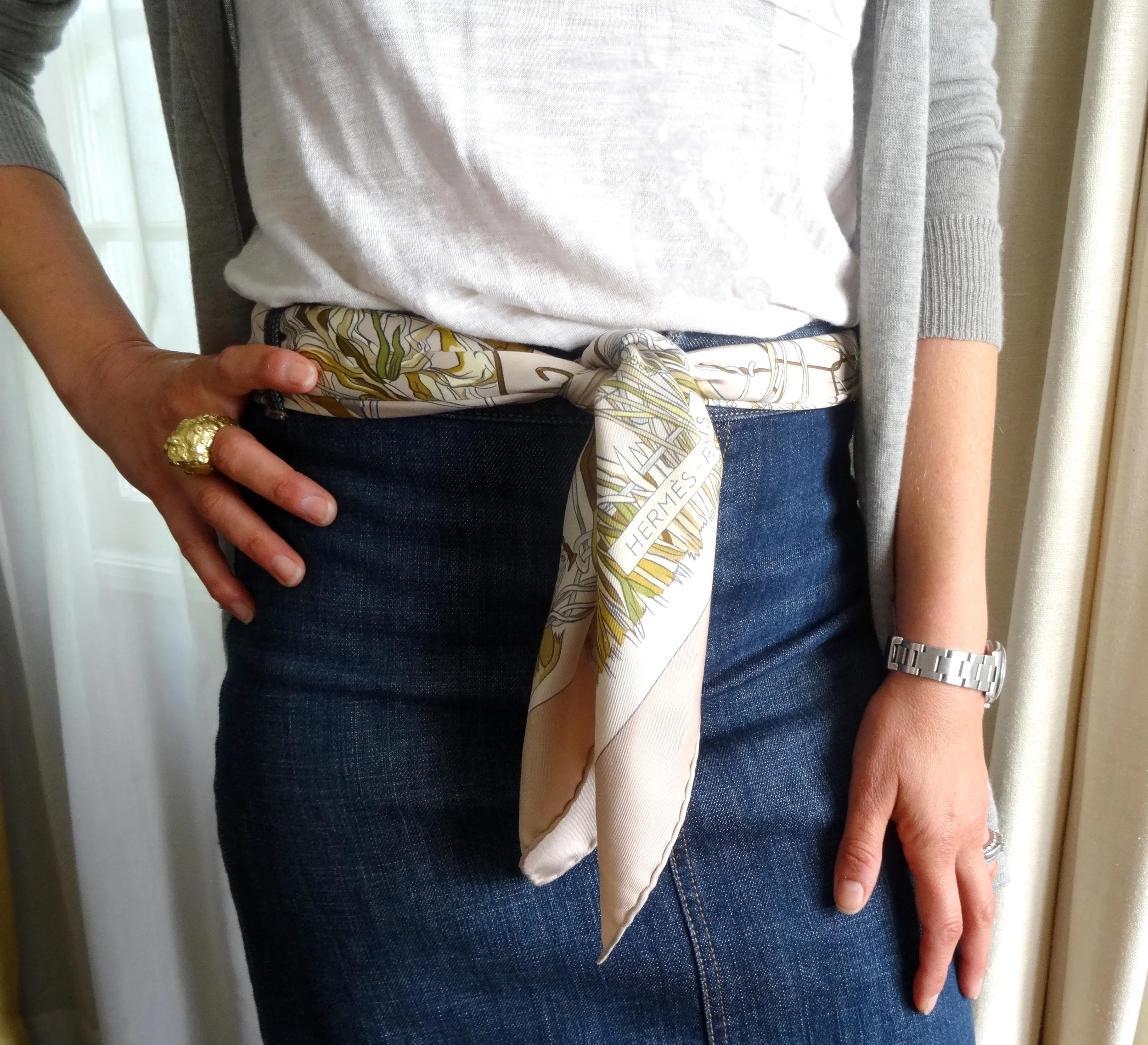 Hermes Scarf as a belt