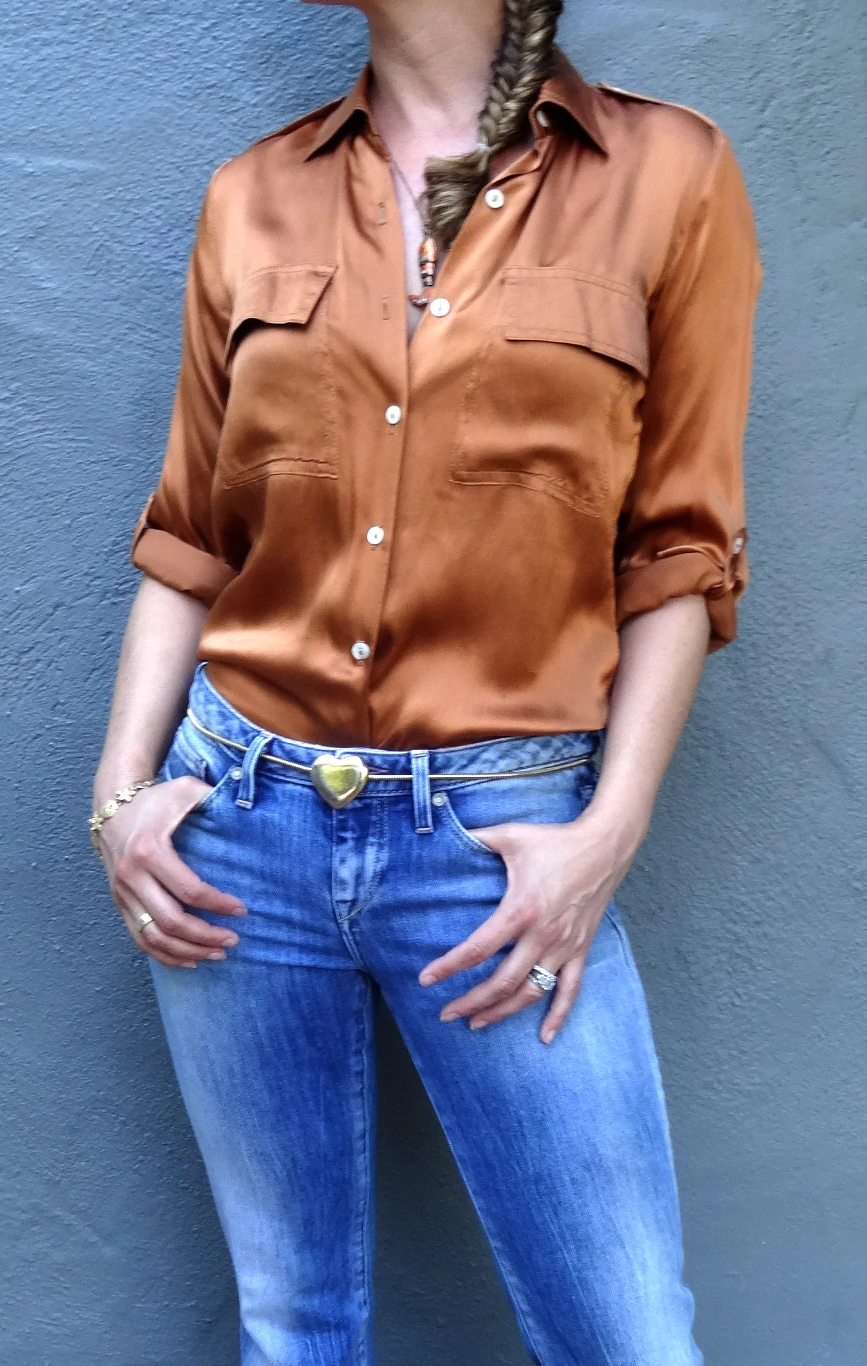 Vintage Carole Little St.Tropez satin button down