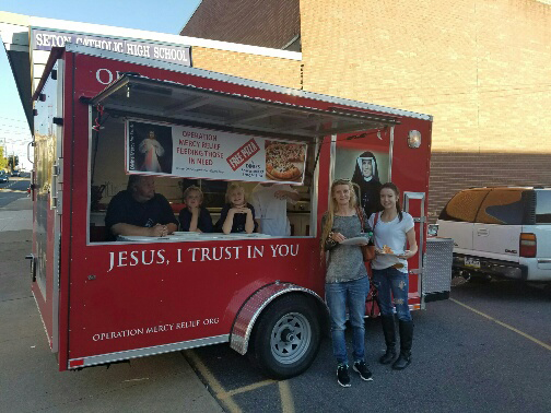 Serving hot food at medical clinic