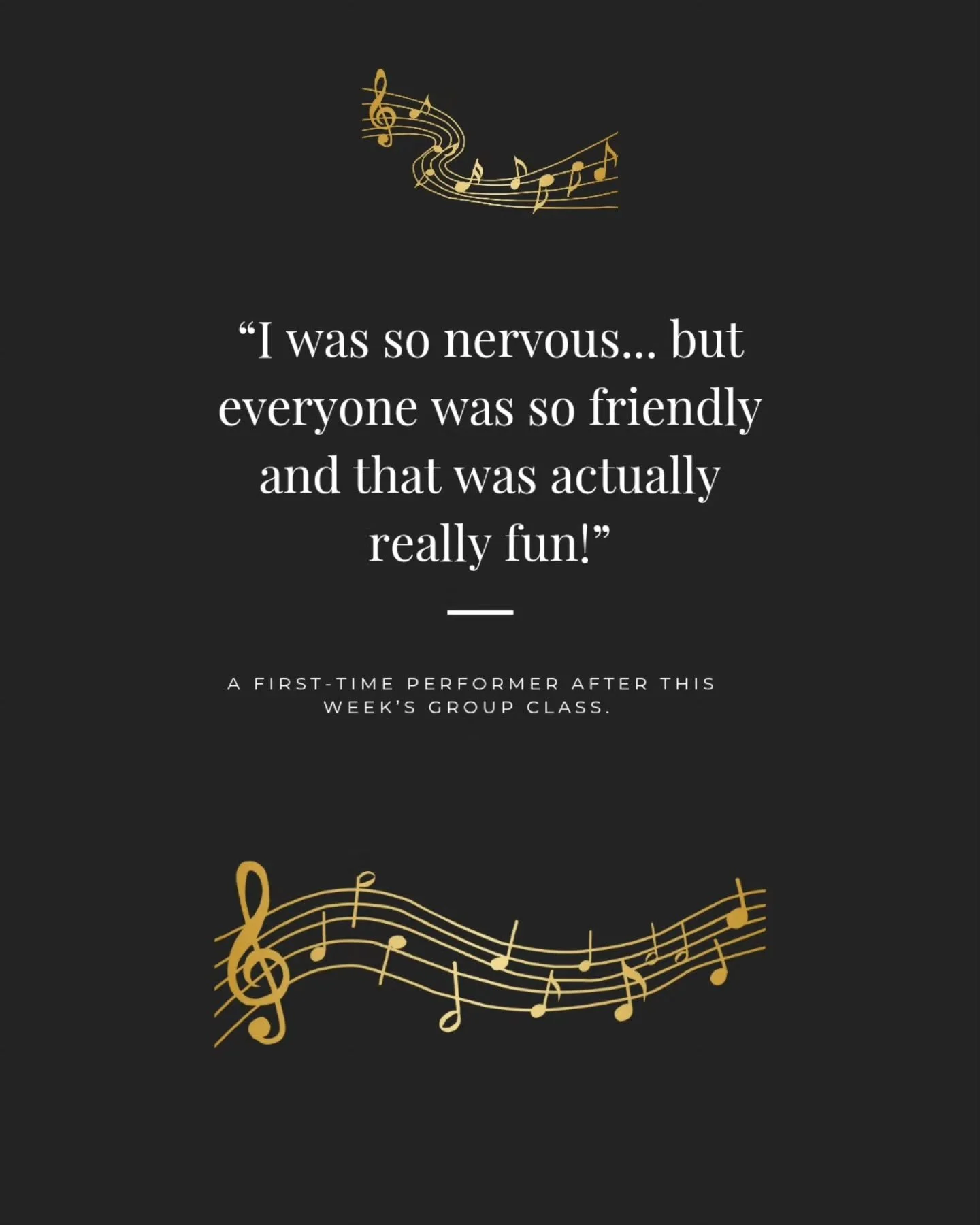 ​"I was so nervous... but everyone was so friendly and that was actually really fun!"

​I didn't get any photos of our group performance classes this week. Why? Because I was too busy watching moments like this happen.

​In my studio, perfo