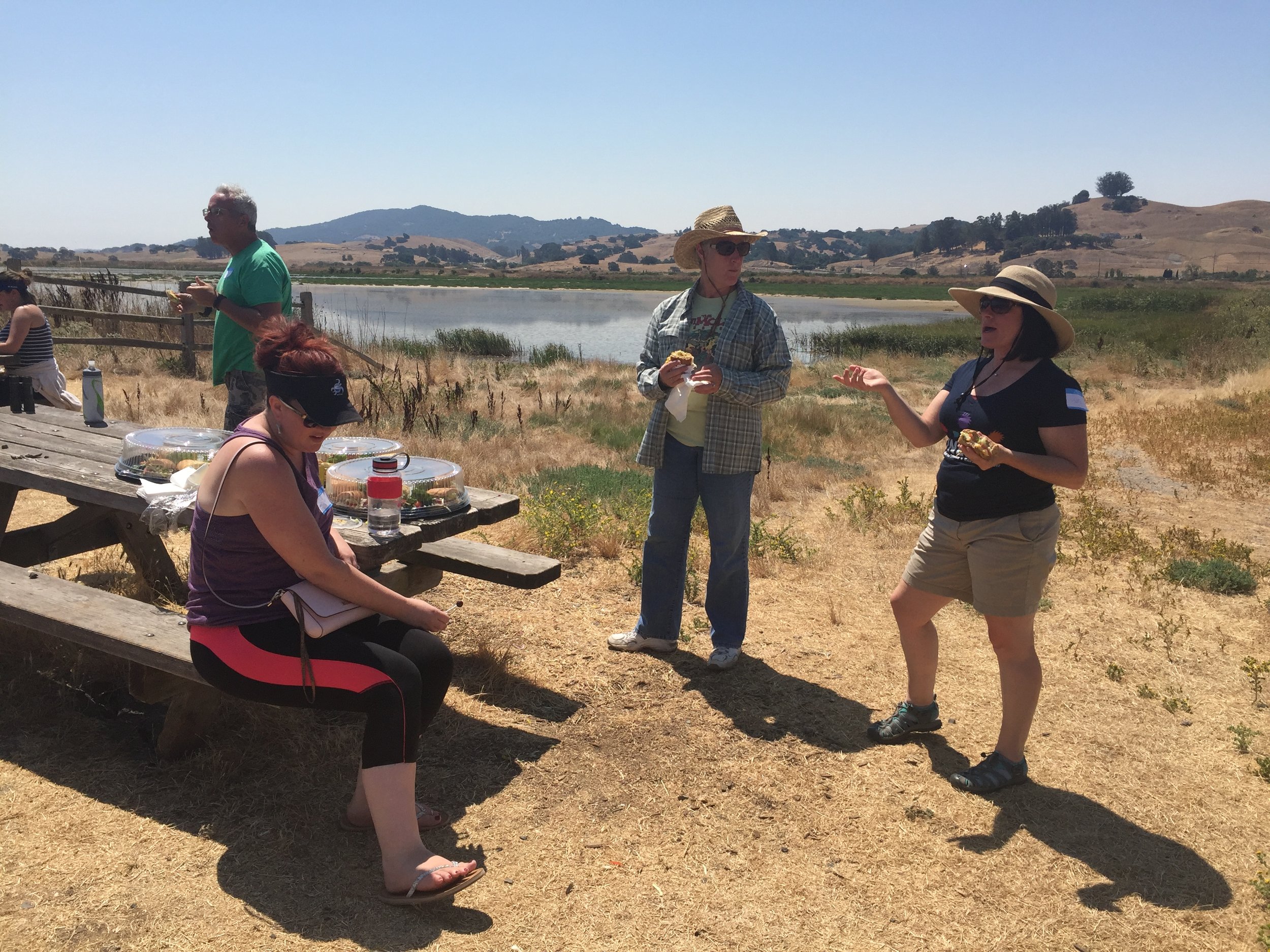 Teachers enjoy lunch in the beautiful Shollenberger Park. 