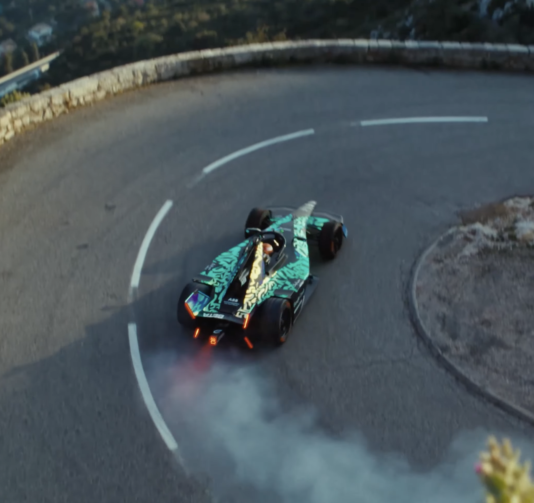 Sending a car down a mountain with Formula E
