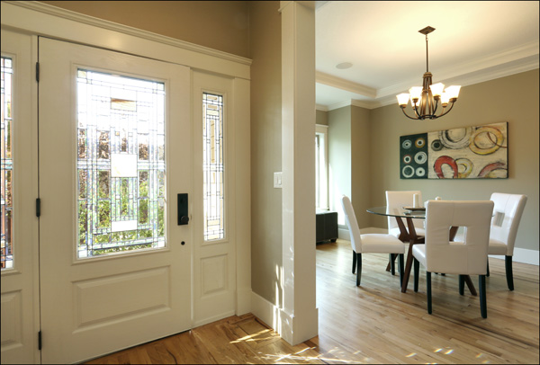 Craftsman front door with sidelights
